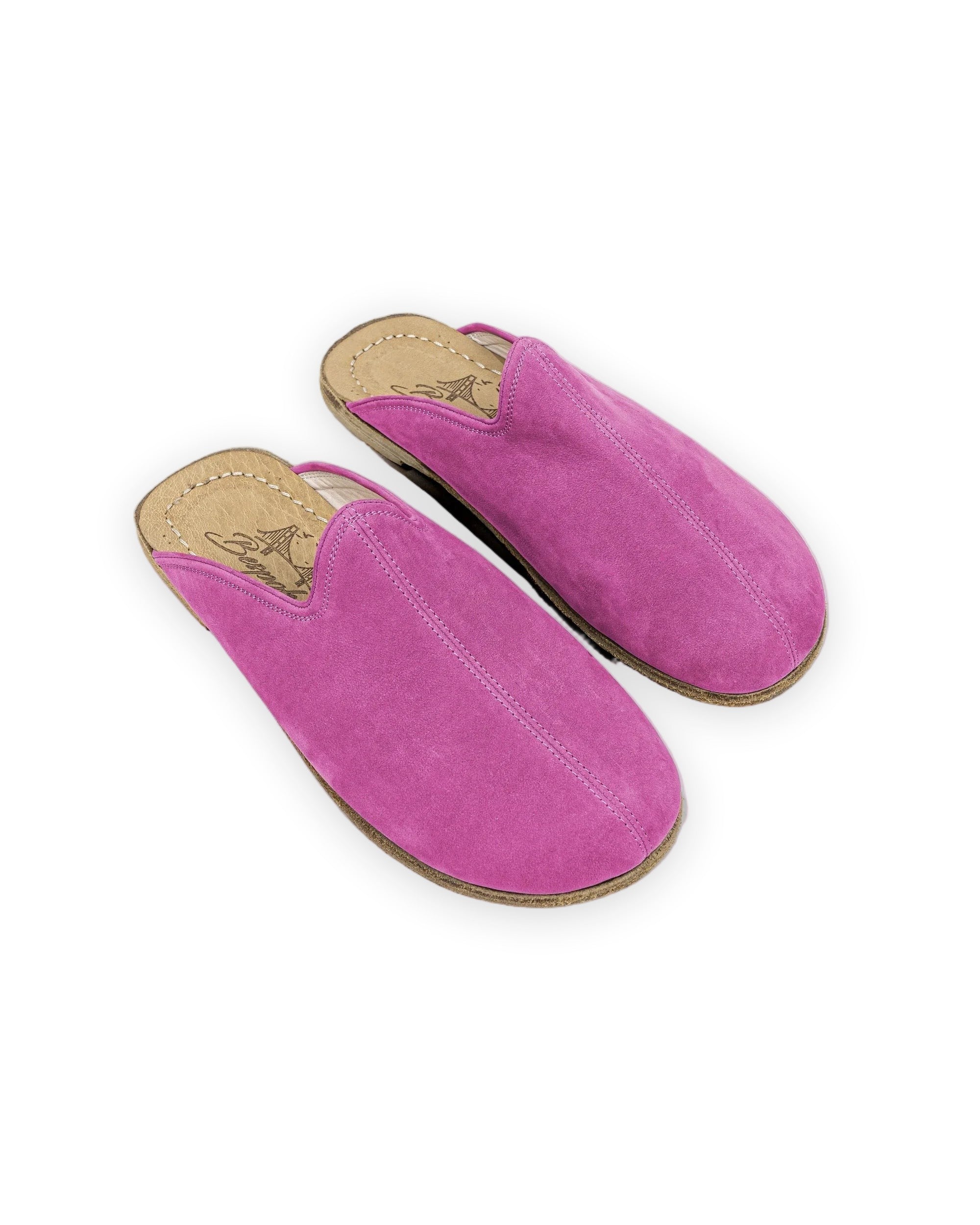Men's Pink Nubuck Slippers - Handcrafted Calf Leather Wide Toe Box | Bespoky
