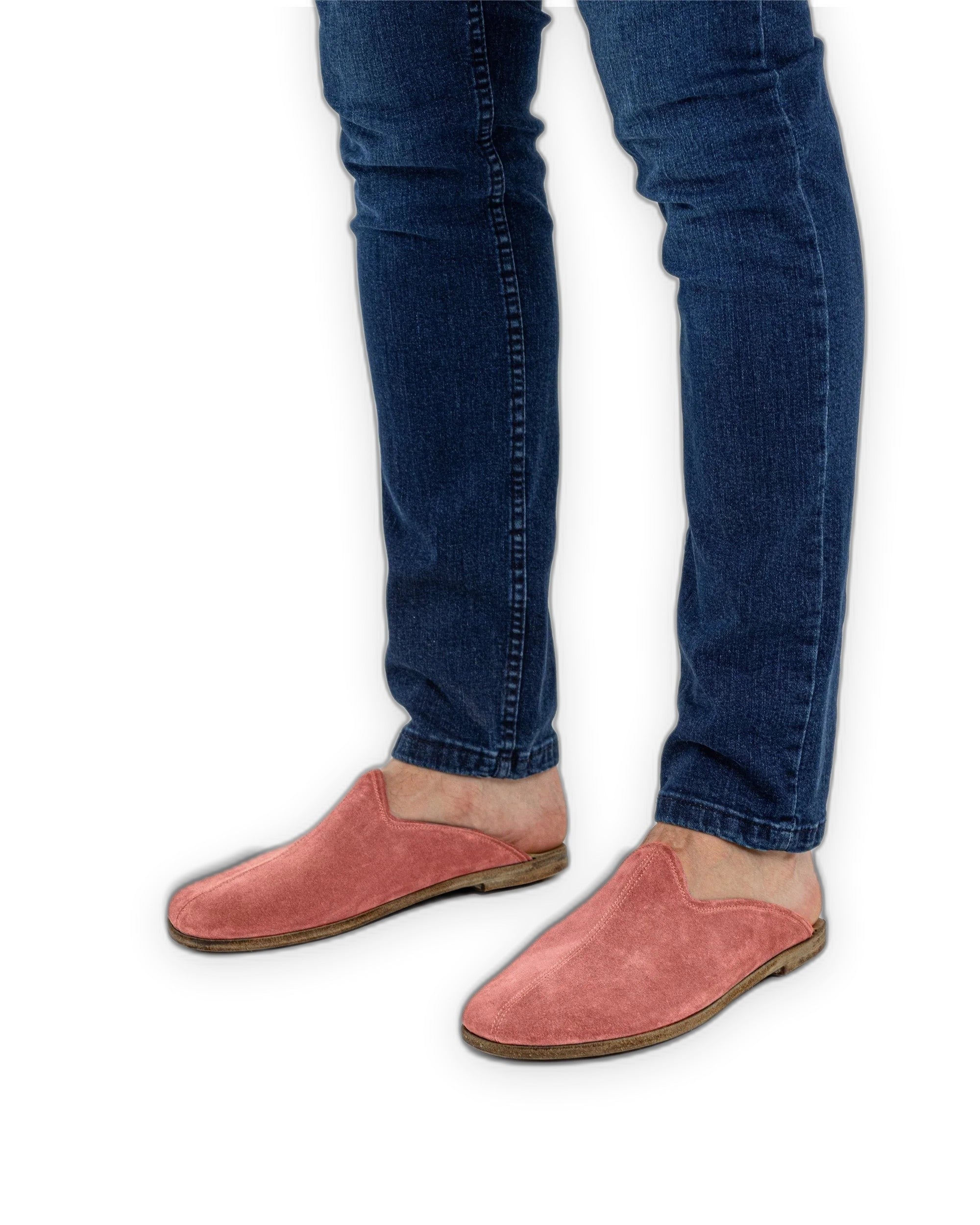 Top view Pink Suede Slippers - Handcrafted Calf Leather | Bespoky