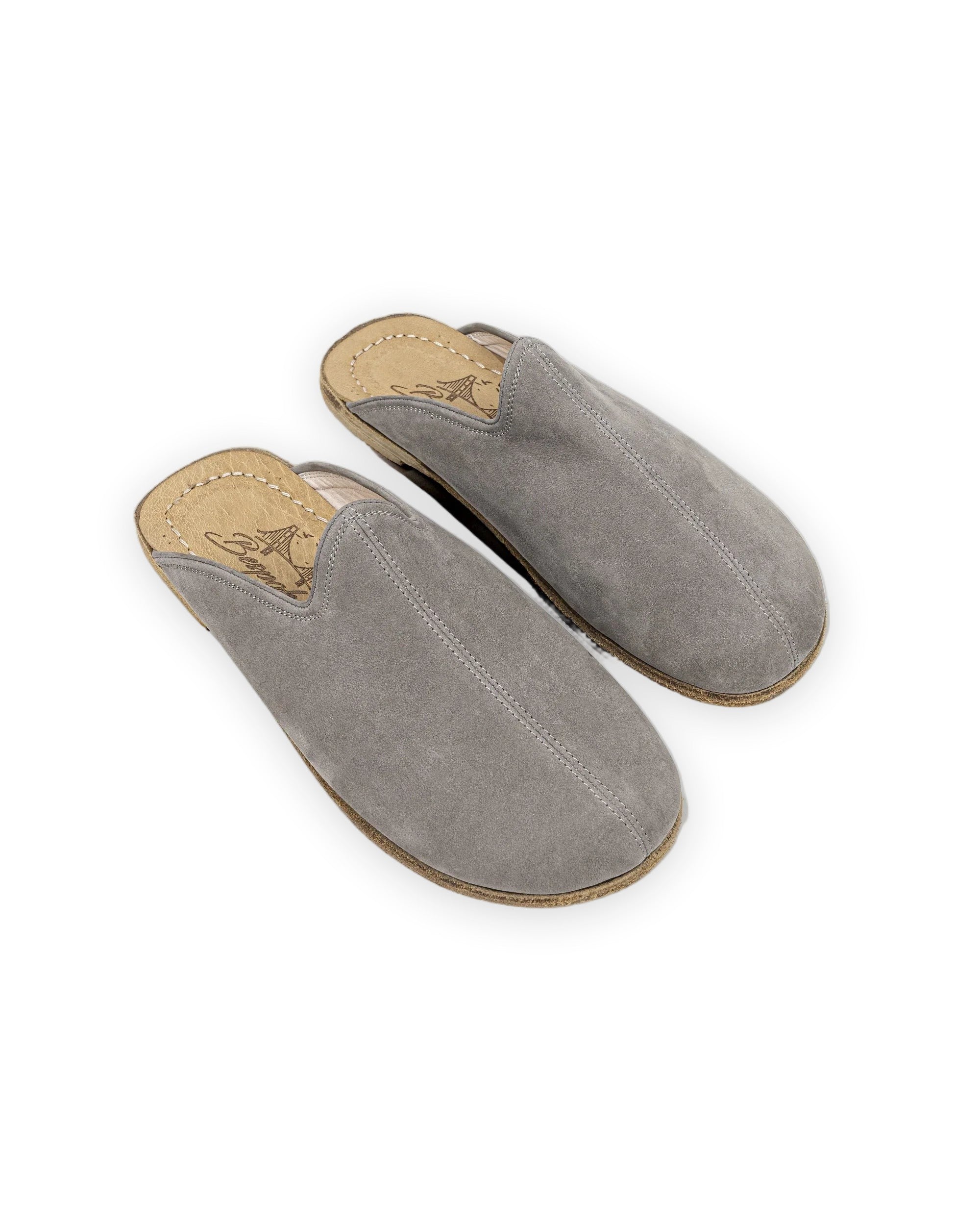 Men's Smoked Nubuck Slippers - Handcrafted Calf Leather Wide Toe Box | Bespoky