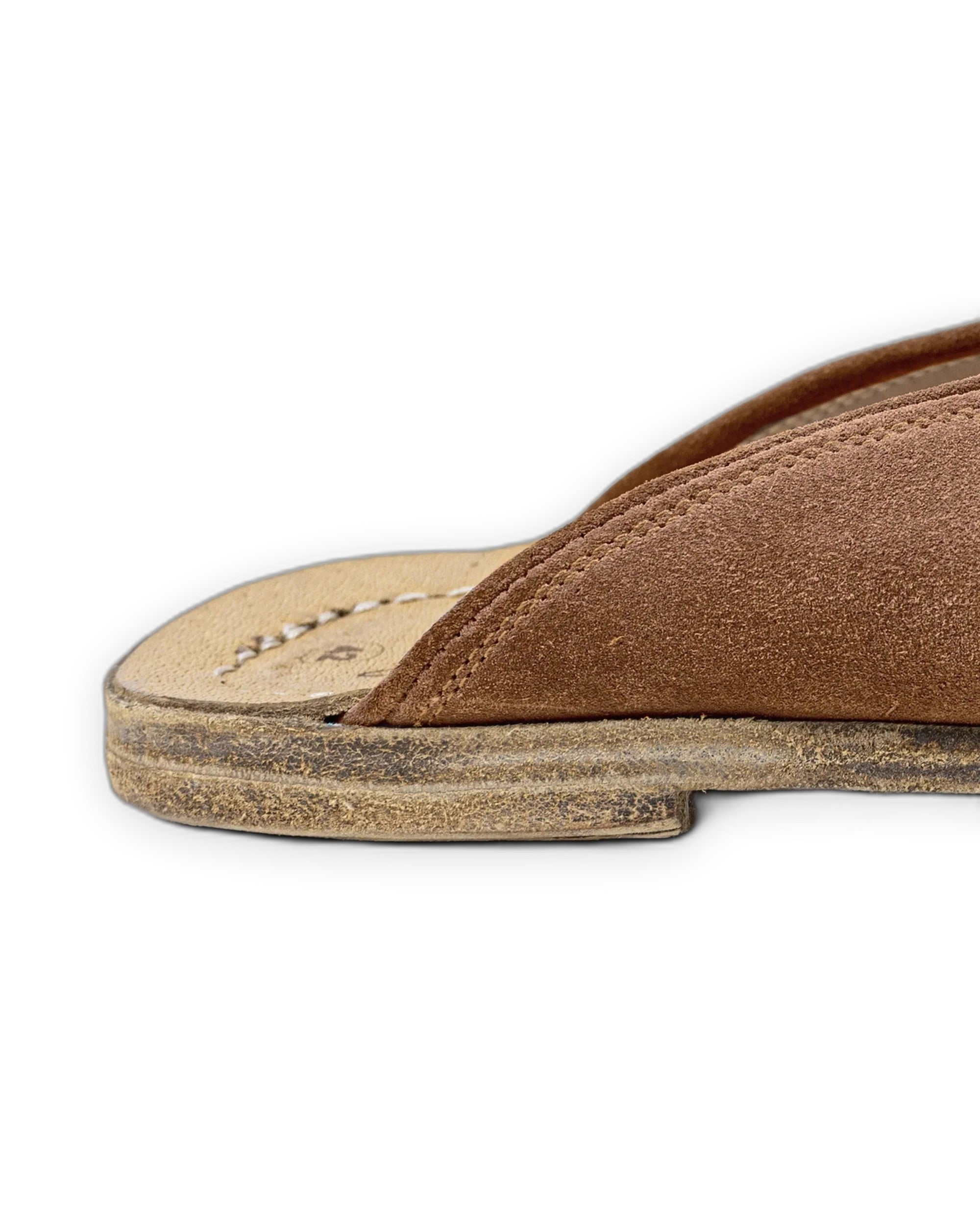 Side view Tan Suede Slippers - Calf Leather Zero Drop | Bespoky