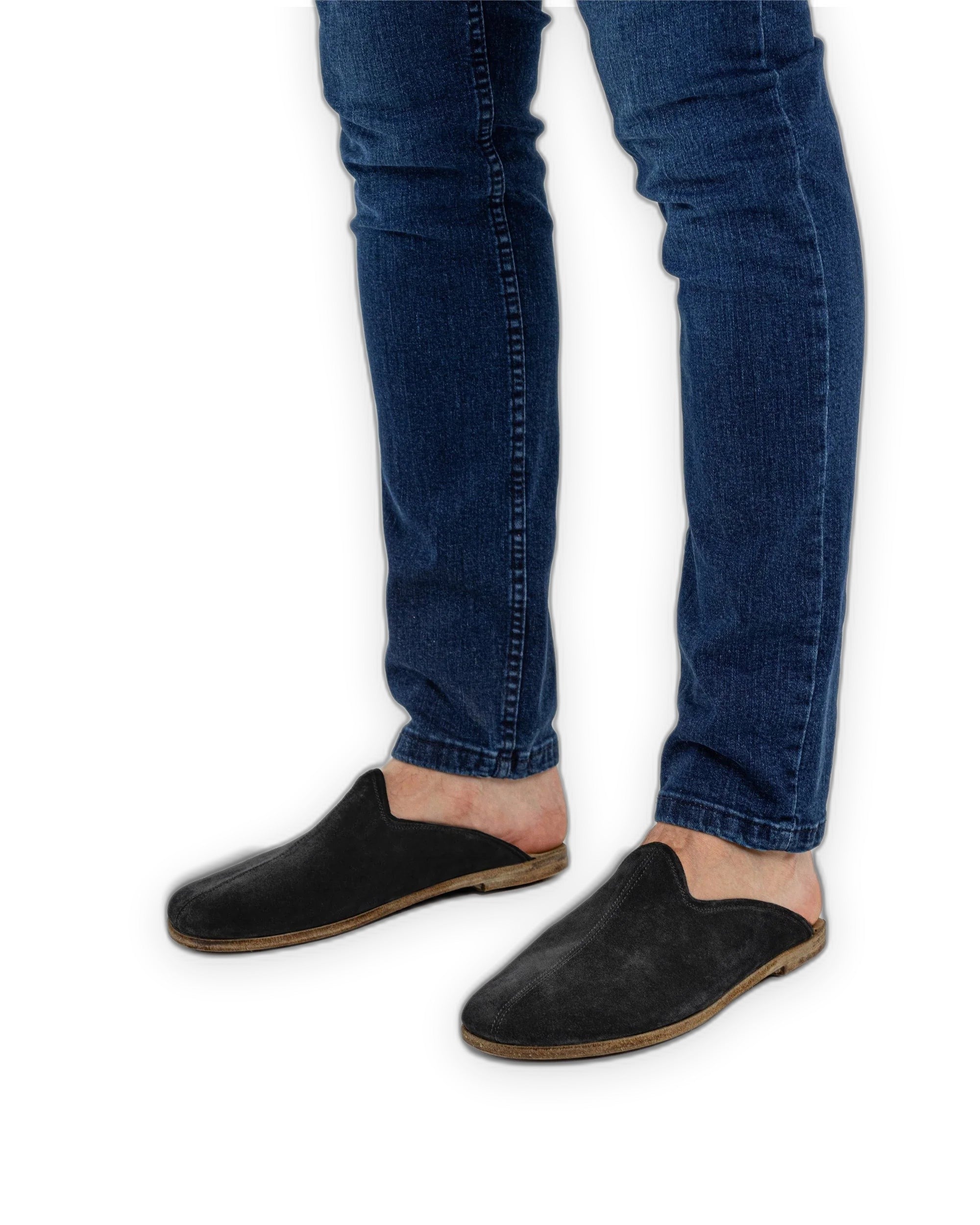 Side view Black Slippers - Calf Leather Zero Drop | Bespoky