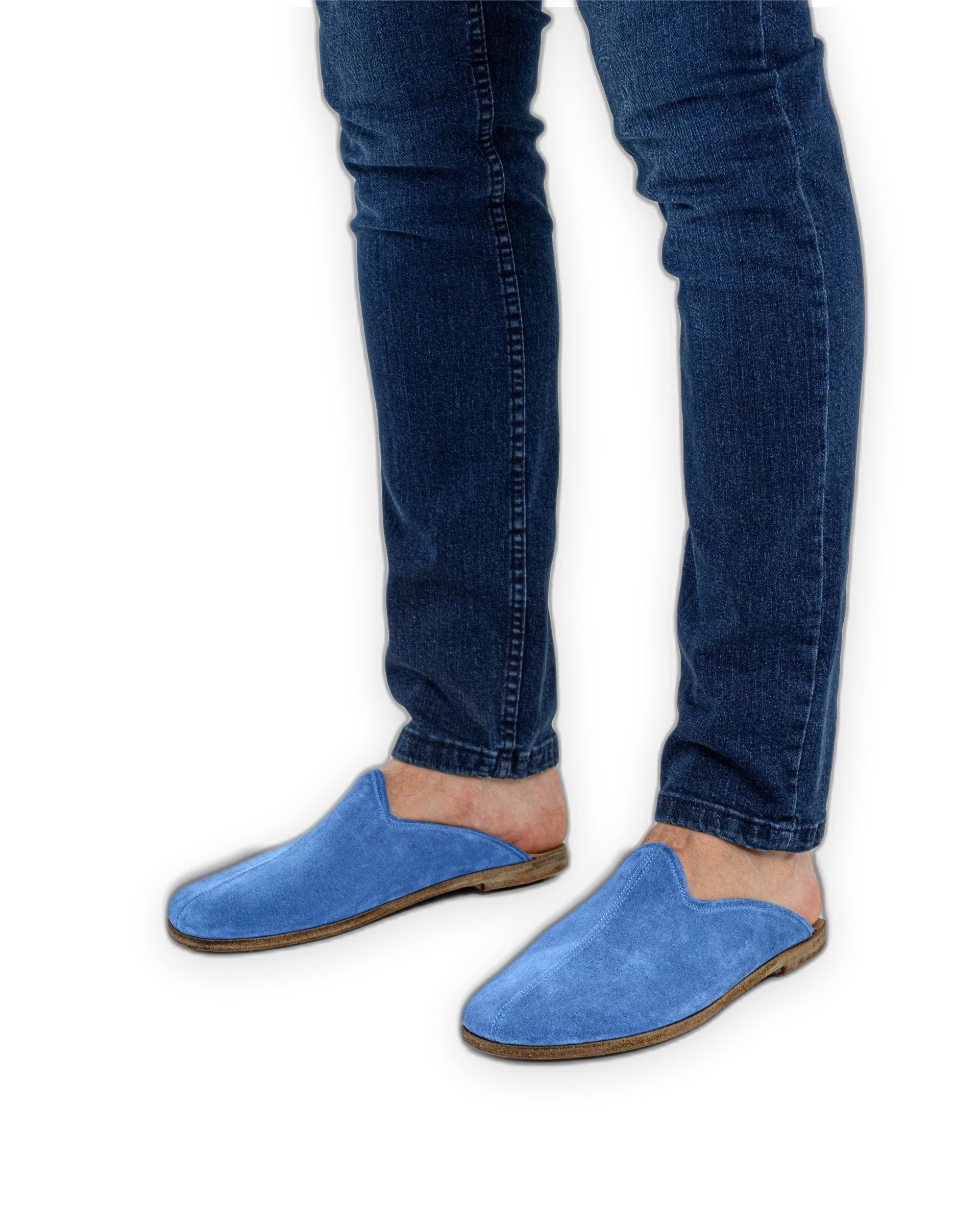 Top view Blue Slippers - Handcrafted Calf Leather | Bespoky