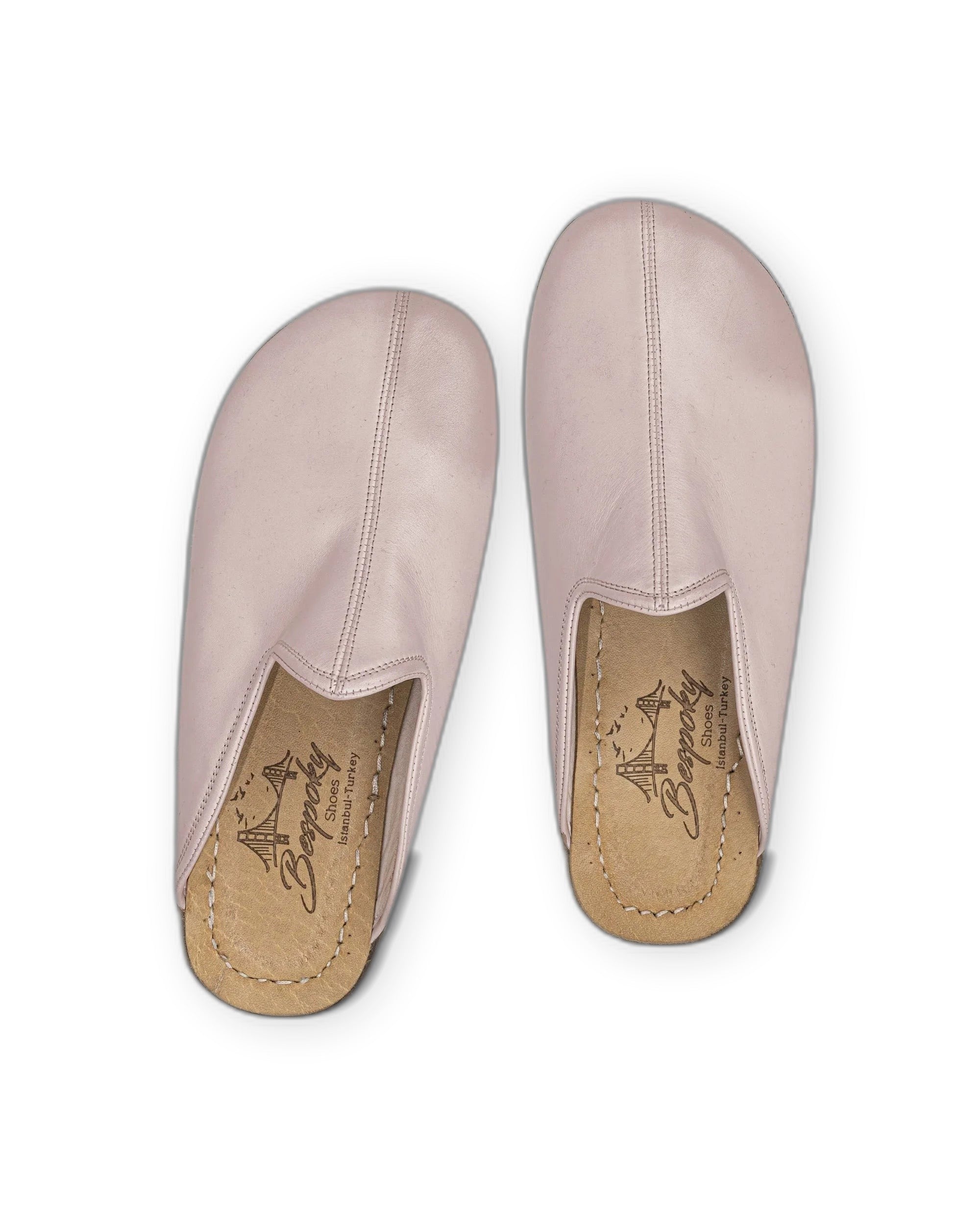 Top view Pink Slippers - Handcrafted Calf Leather | Bespoky