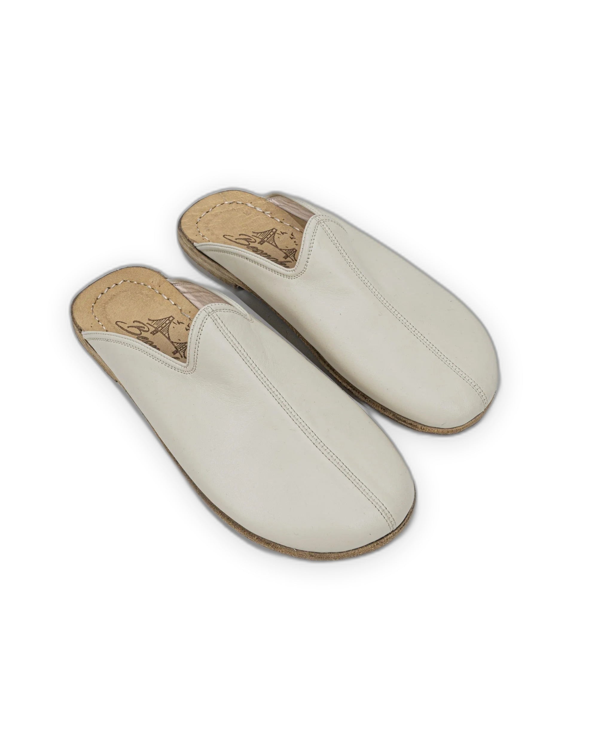 Women's Lucas Beige Slippers - Handcrafted Calf Leather Wide Toe Box | Bespoky