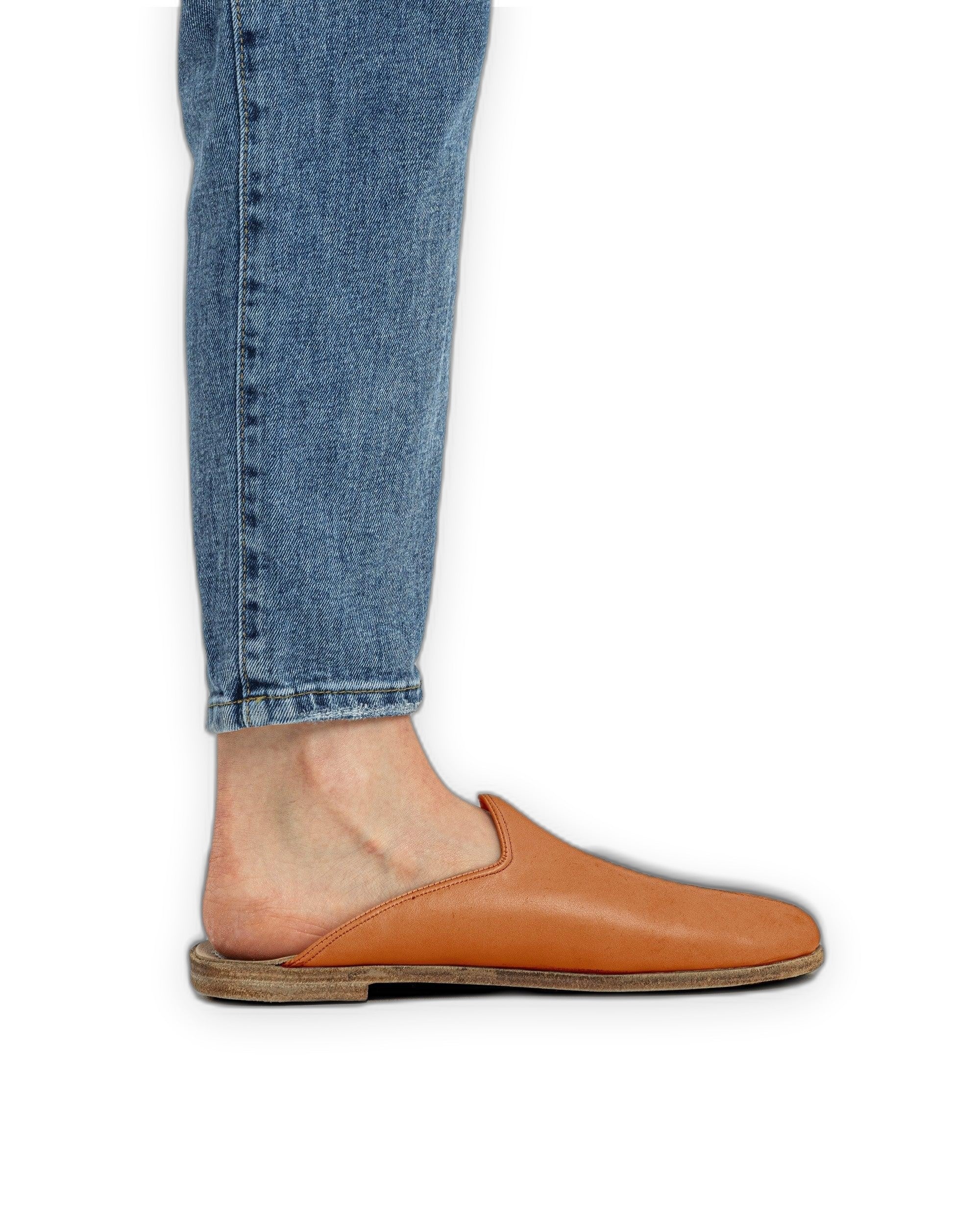 Detail Orange Slippers - Handcrafted Calf Leather Turkey | Bespoky