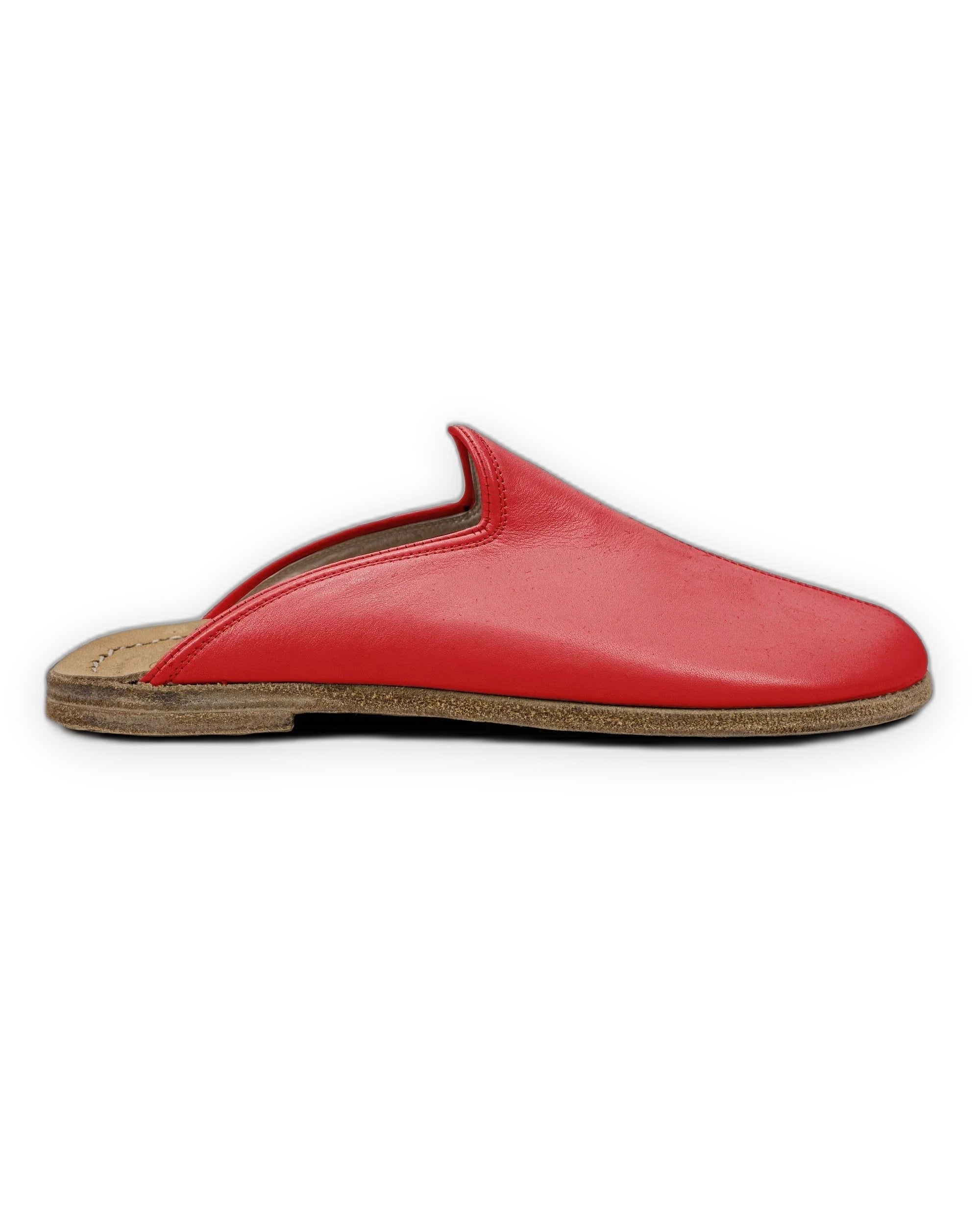 Side view Red Slippers - Calf Leather Zero Drop | Bespoky