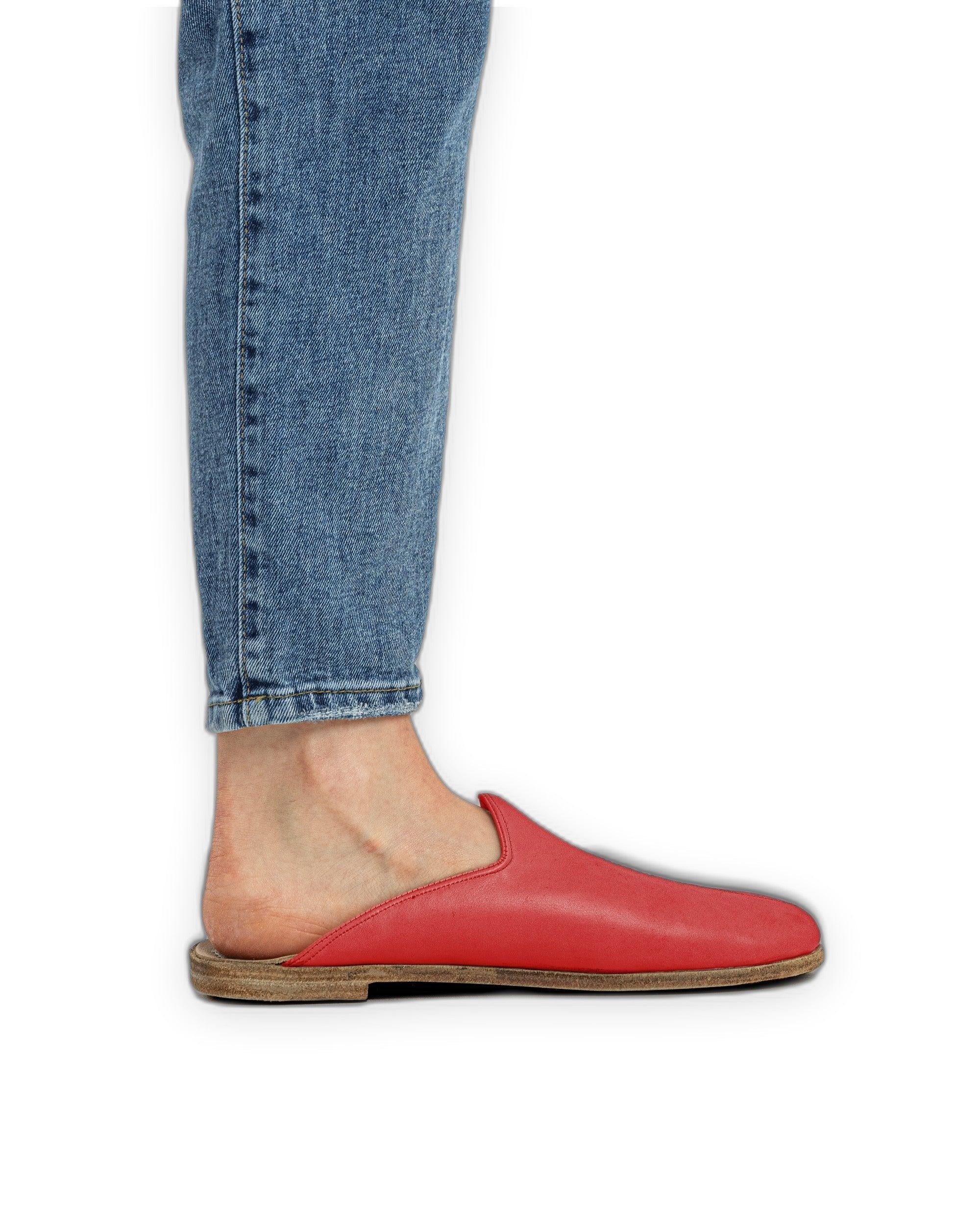 Detail Red Slippers - Handcrafted Calf Leather Turkey | Bespoky
