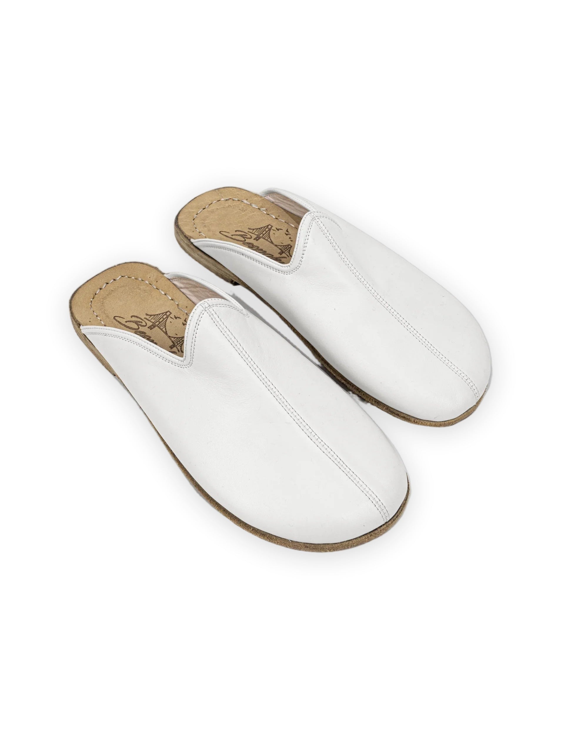 Women's White Slippers - Handcrafted Calf Leather Wide Toe Box | Bespoky