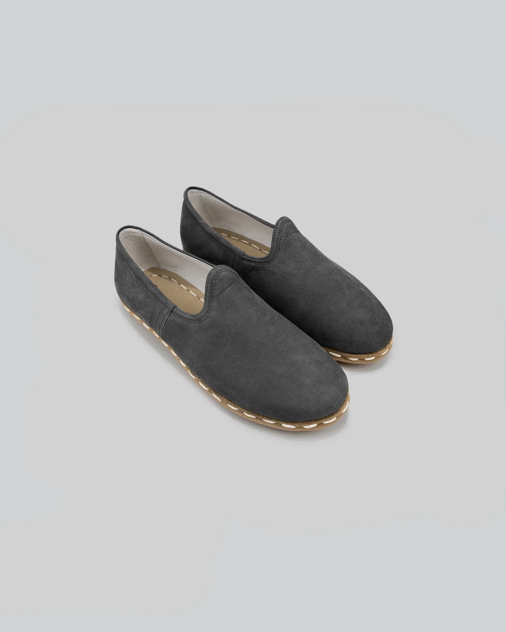 Women's Grey Yemeni Shoes - Handcrafted Calf Leather Wide Toe Box | Bespoky