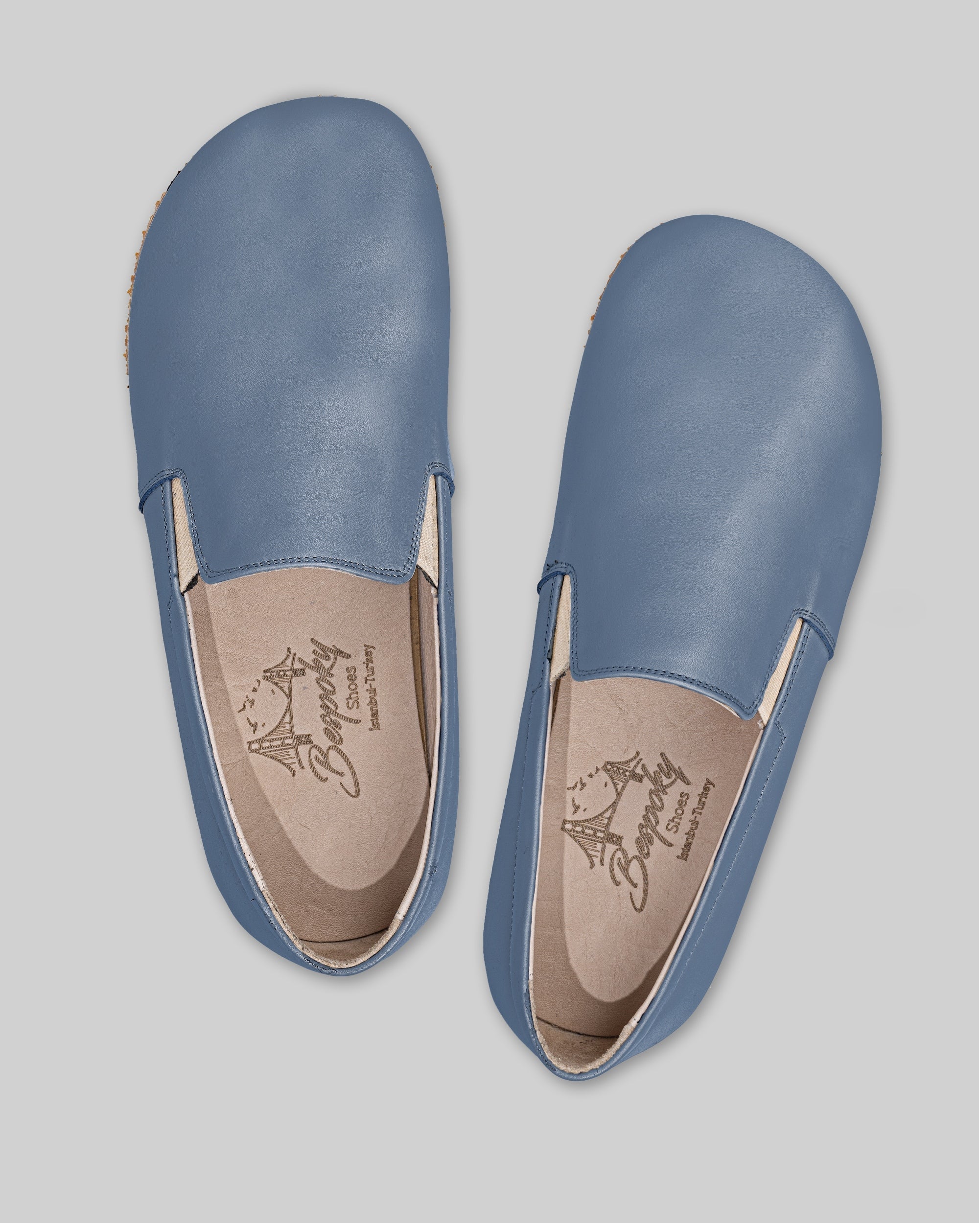 Side view Jean Blue Barefoot Shoes - Calf Leather Zero Drop | Bespoky