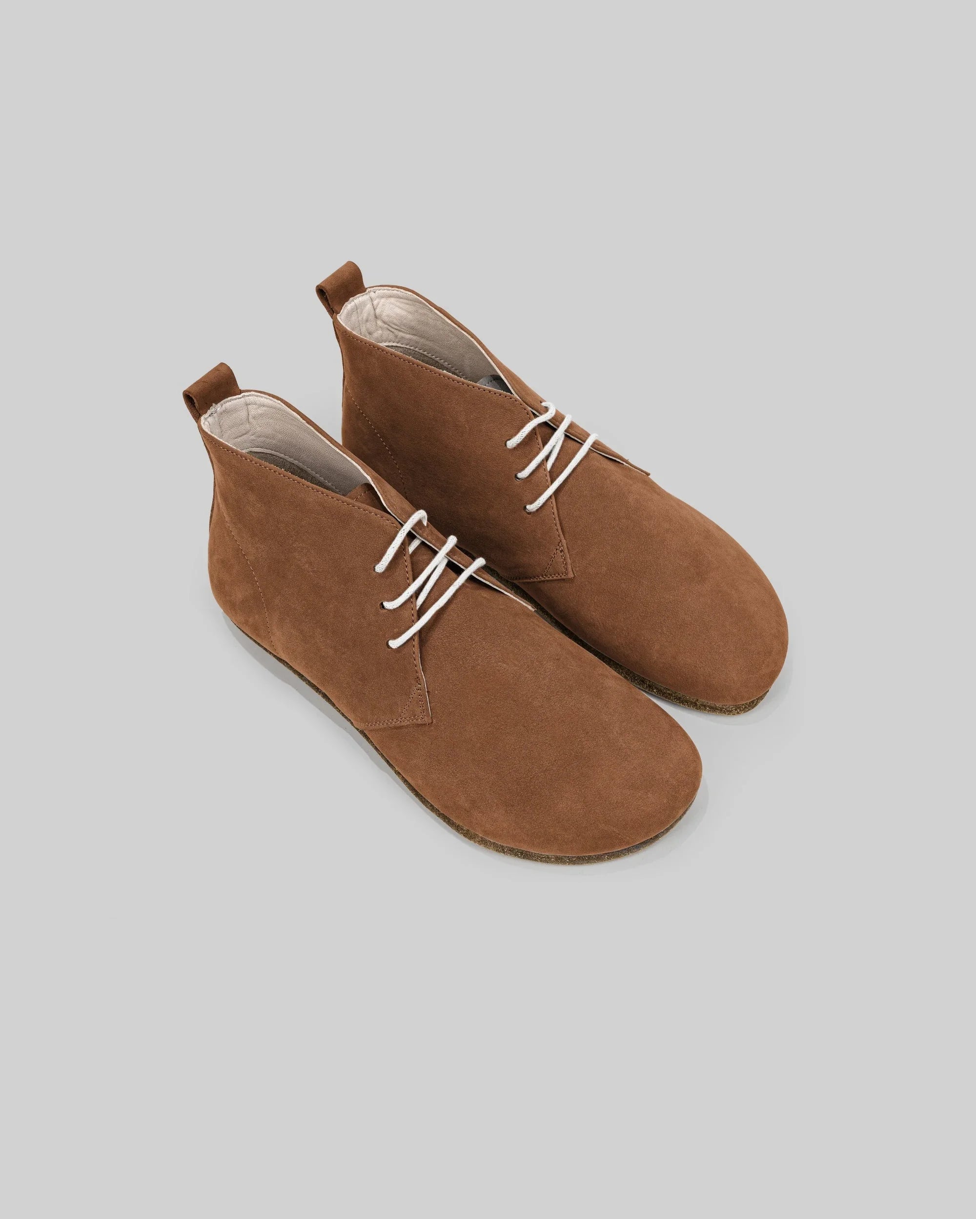 Men's Tan Nubuck Ankle Boots - Handcrafted Calf Leather Wide Toe Box | Bespoky