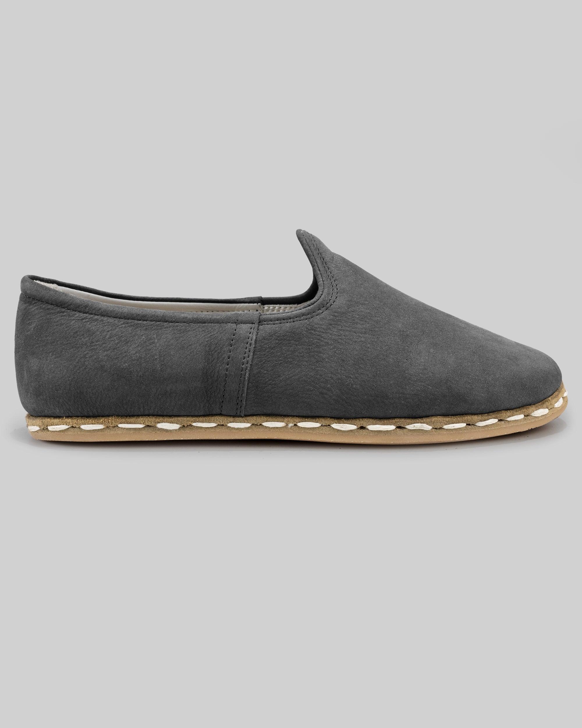 Top view Grey Nubuck Yemeni Shoes - Handcrafted Calf Leather | Bespoky