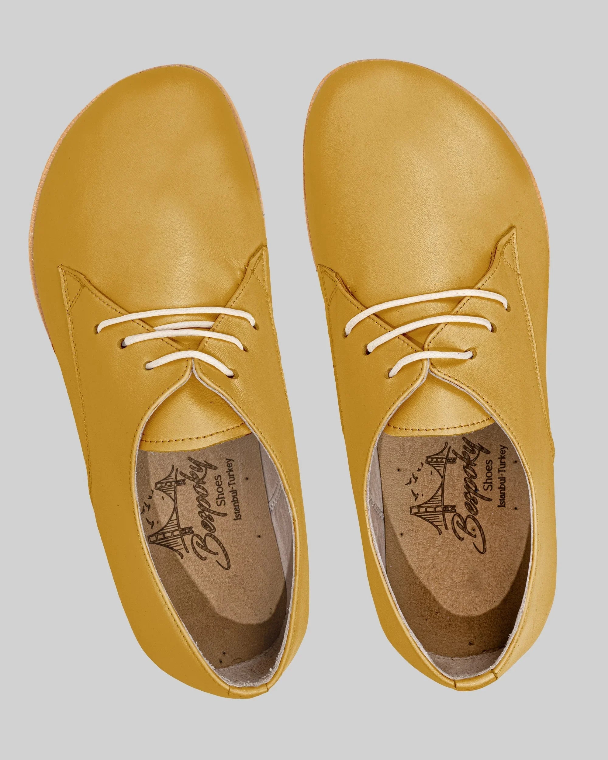 Side view Mustard Oxford Shoes - Calf Leather Zero Drop | Bespoky