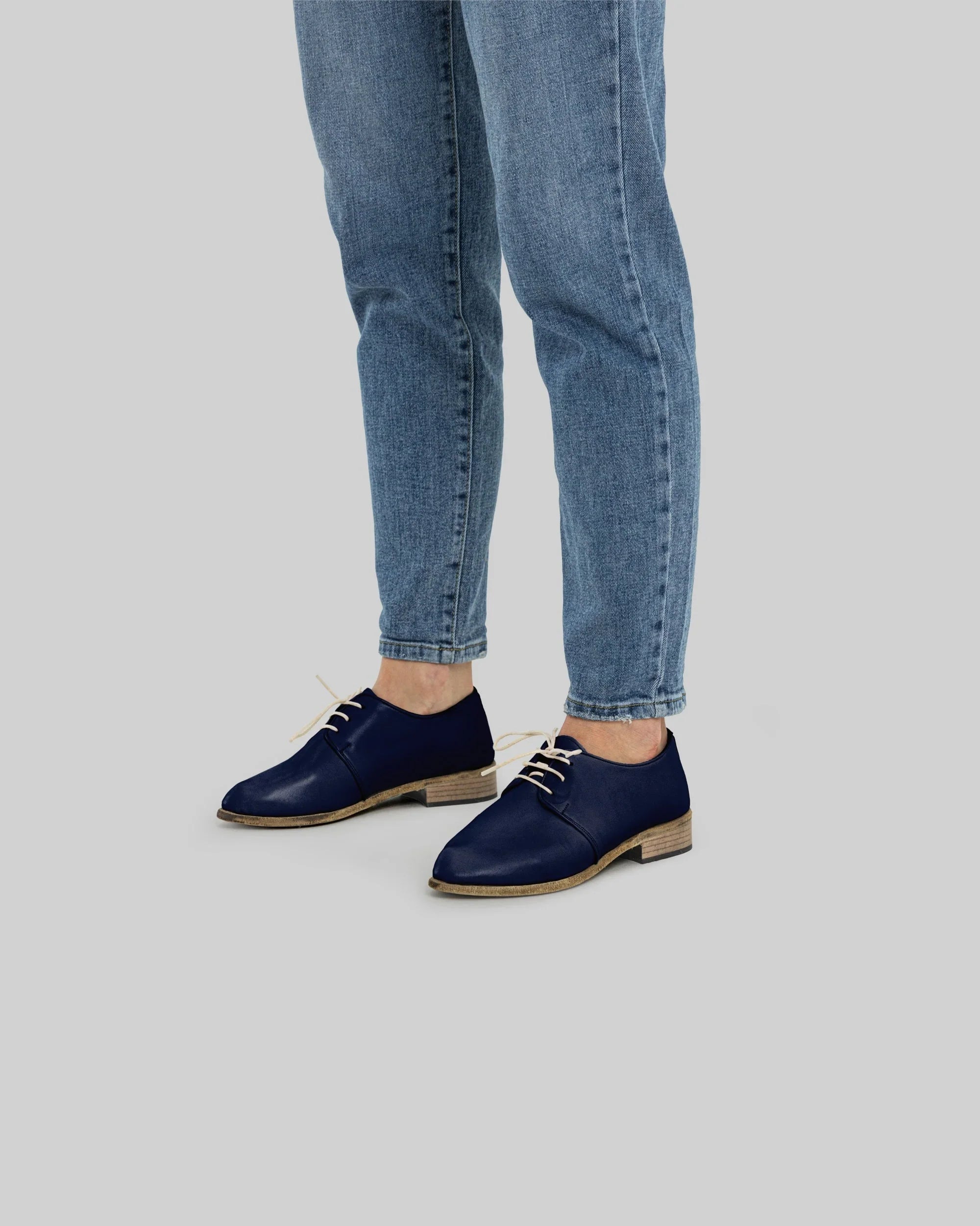 Top view Navy Blue Pointed Toe Oxford - Handcrafted Calf Leather | Bespoky