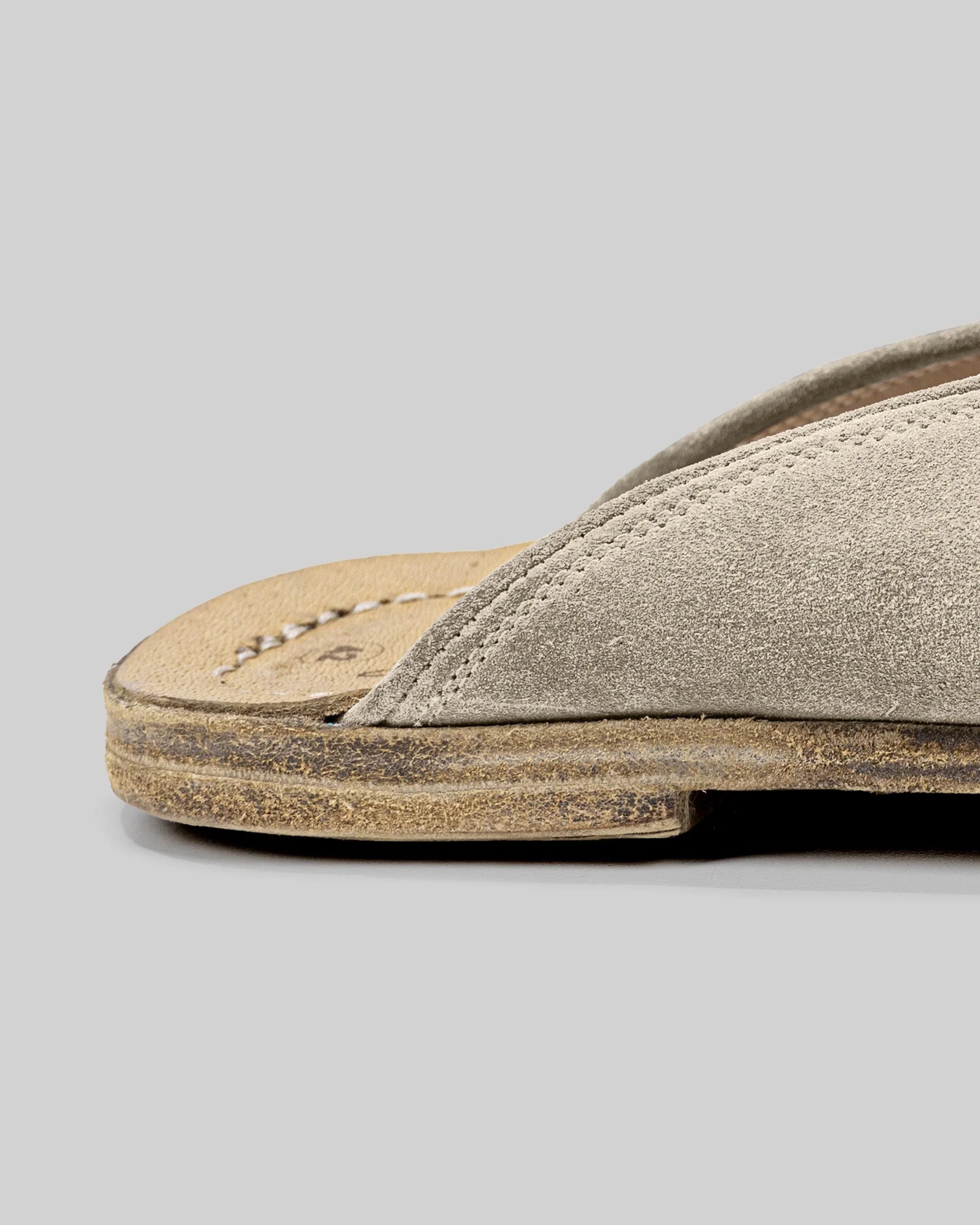 Side view Cream Suede Slippers - Calf Leather Zero Drop | Bespoky