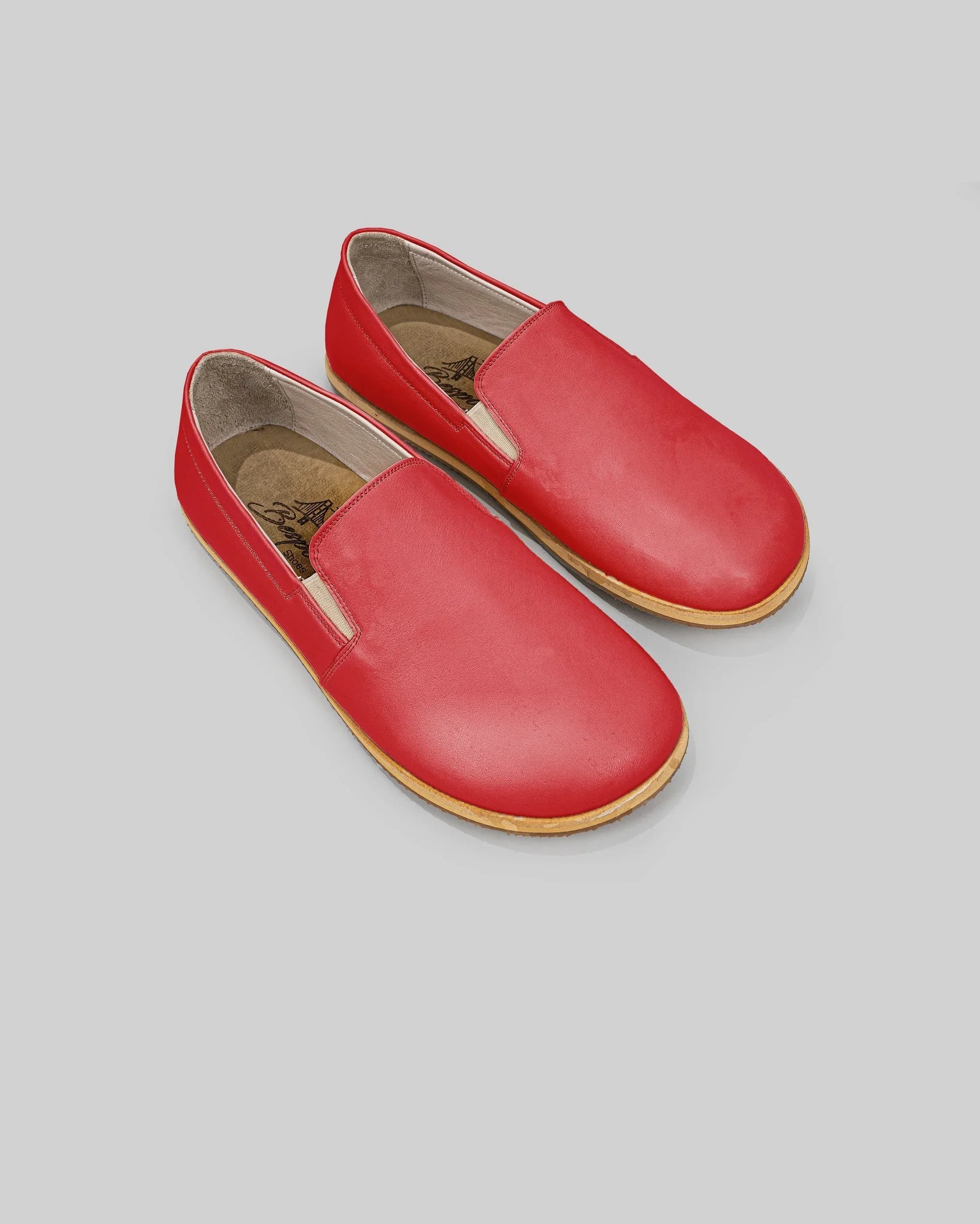 Men's Red Barefoot Shoes - Handcrafted Calf Leather Wide Toe Box | Bespoky