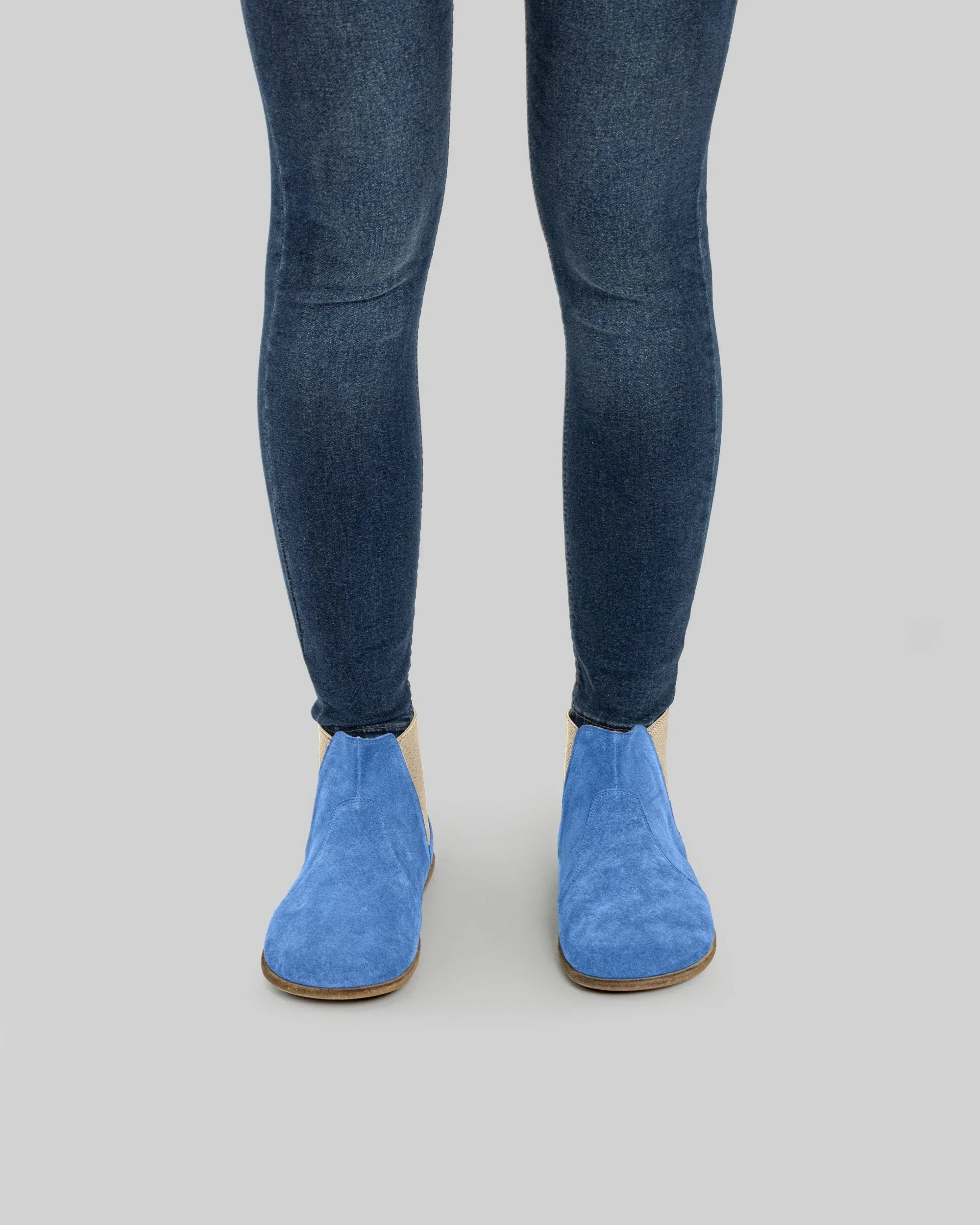 Detail Blue Suede Chelsea Boots - Handcrafted Calf Leather Turkey | Bespoky