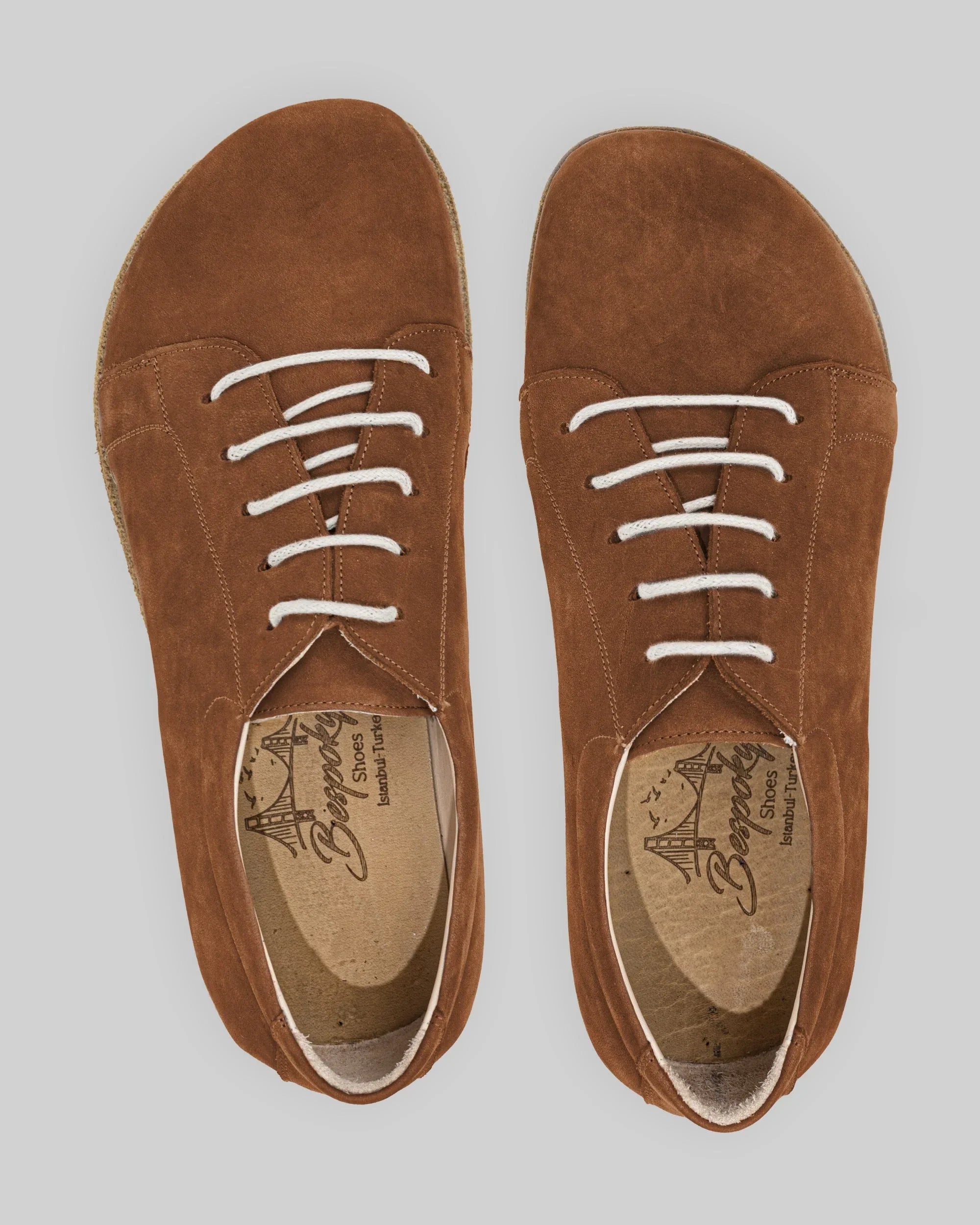 Side view Tan Barefoot Sneaker - Calf Leather Zero Drop | Bespoky