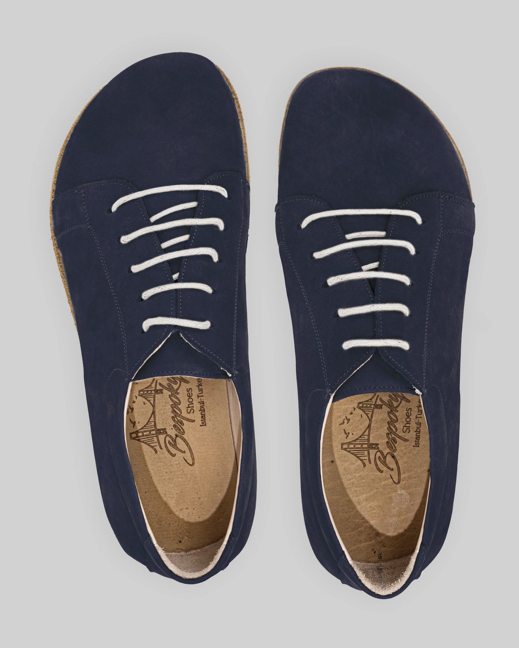 Side view Navy Barefoot Sneaker - Calf Leather Zero Drop | Bespoky