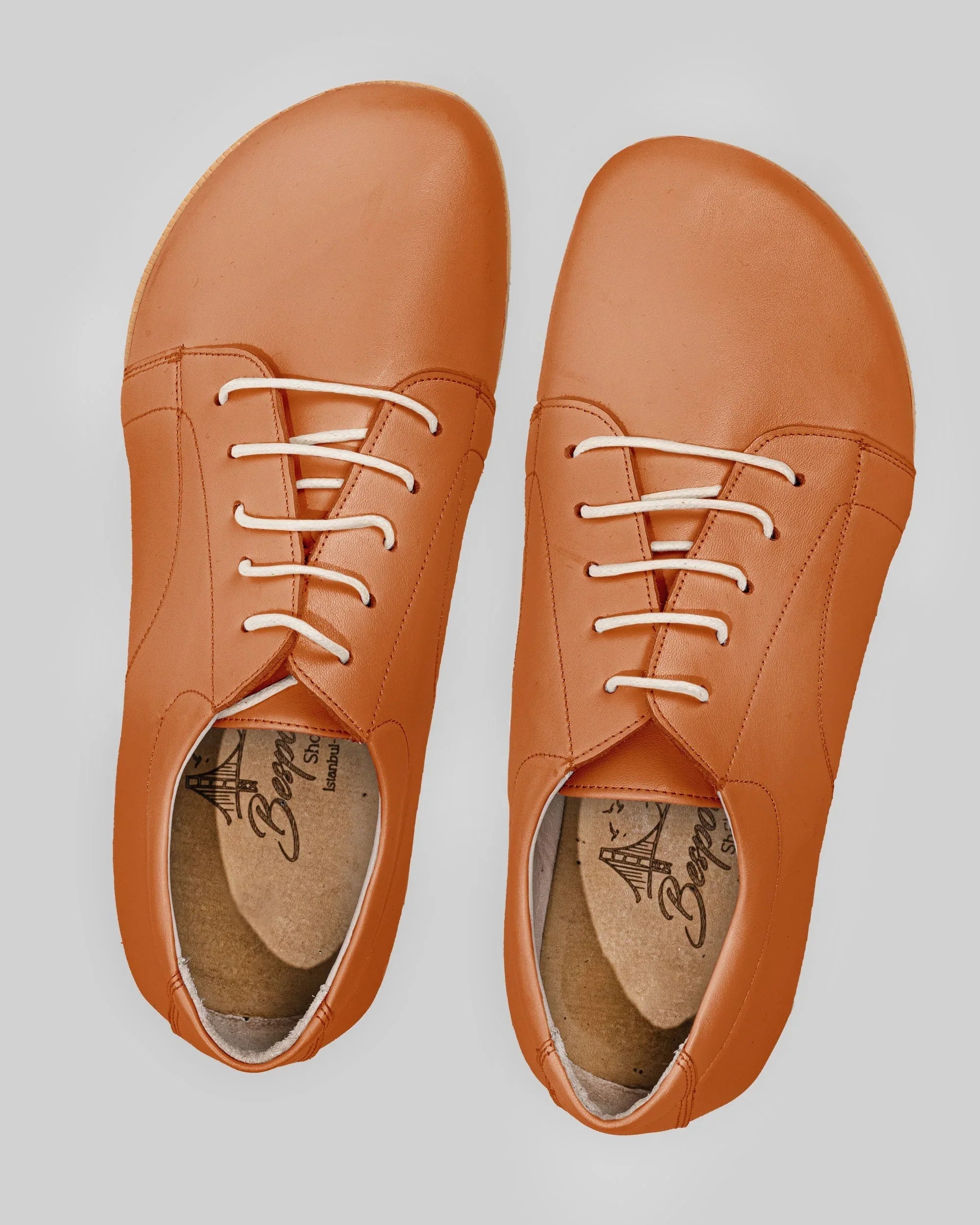 Side view Orange Barefoot Sneaker - Calf Leather Zero Drop | Bespoky