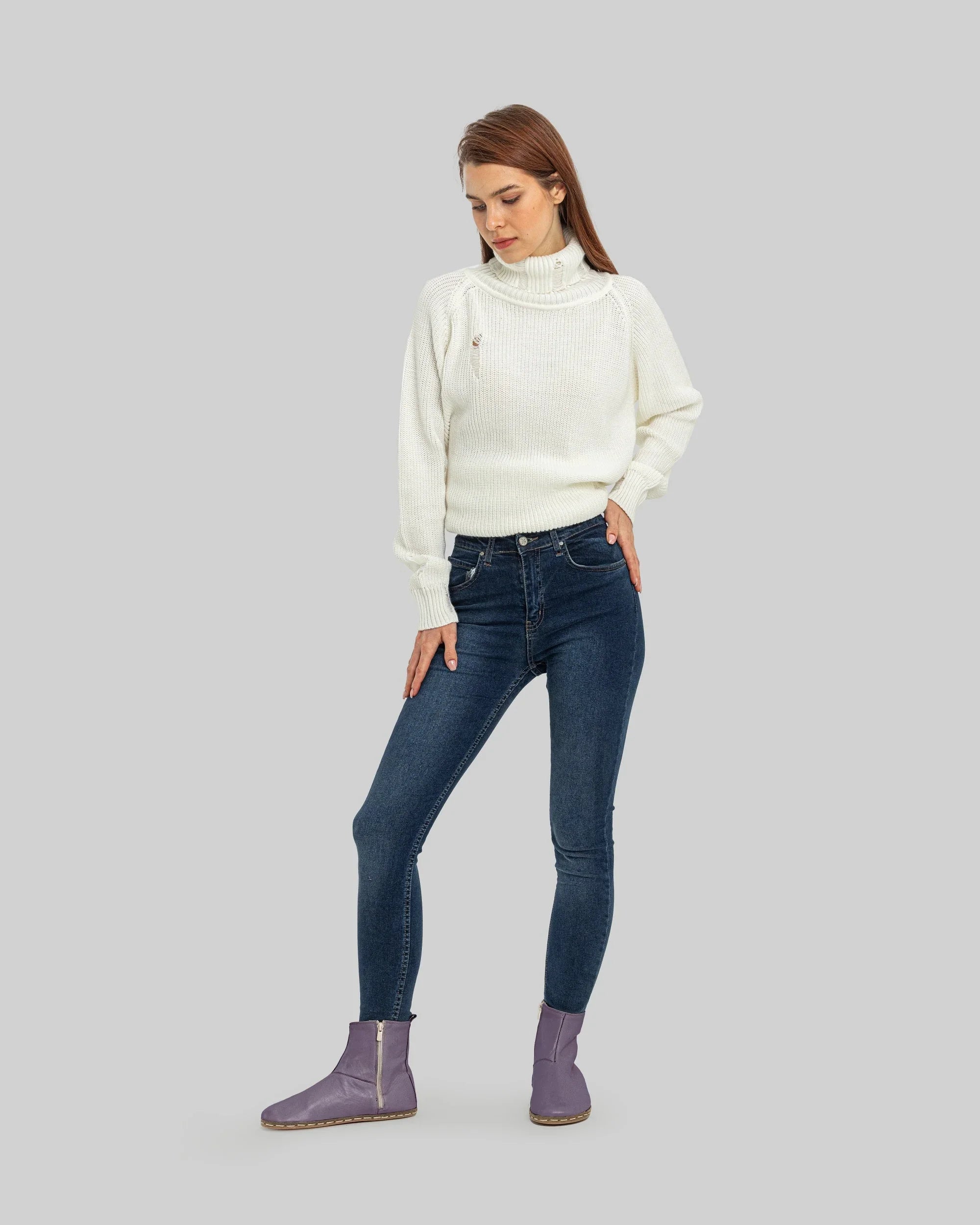 Back view Purple Chelsea Boots - Calf Leather Handcrafted | Bespoky