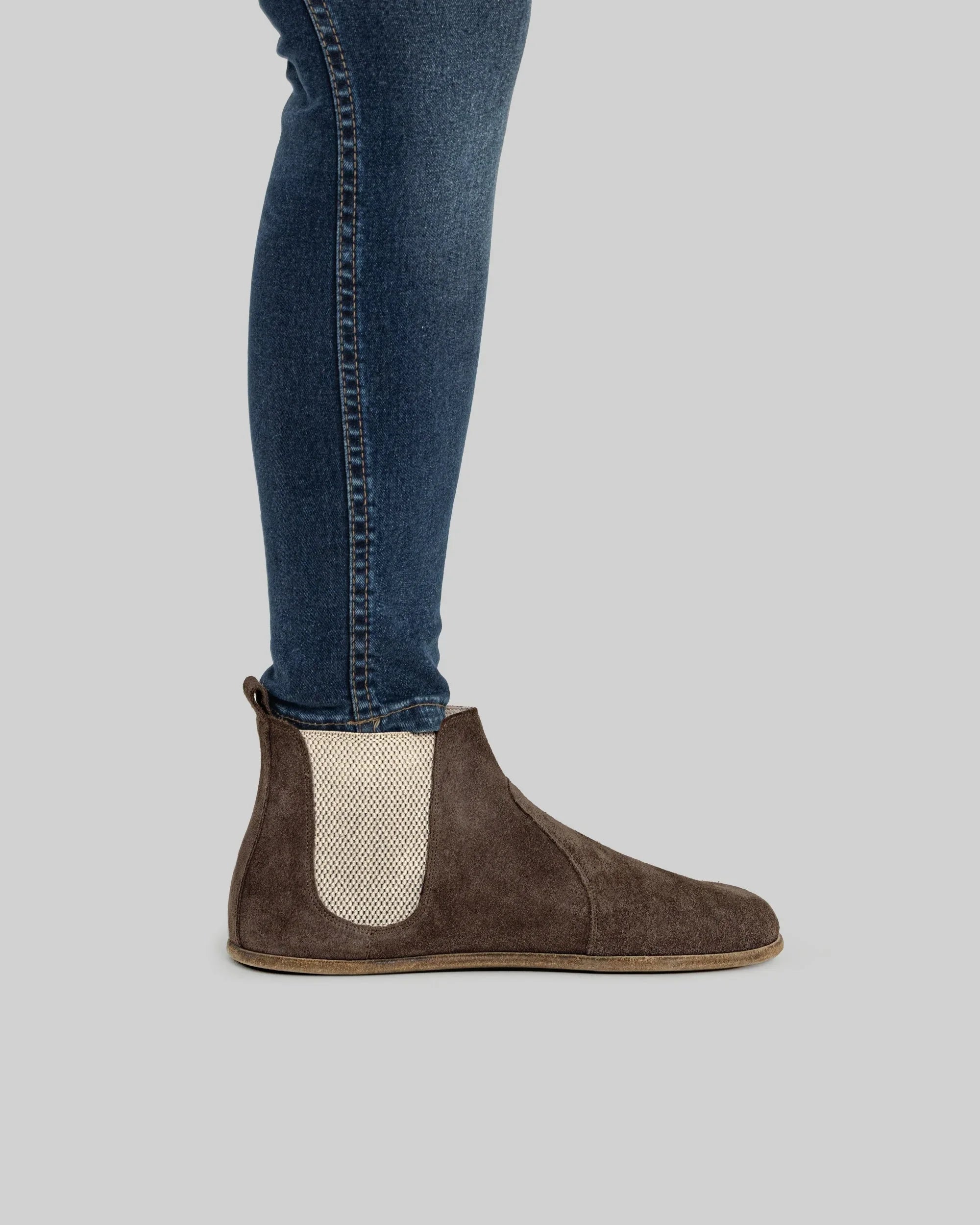 Back view Brown Suede Chelsea Boots - Calf Leather Handcrafted | Bespoky