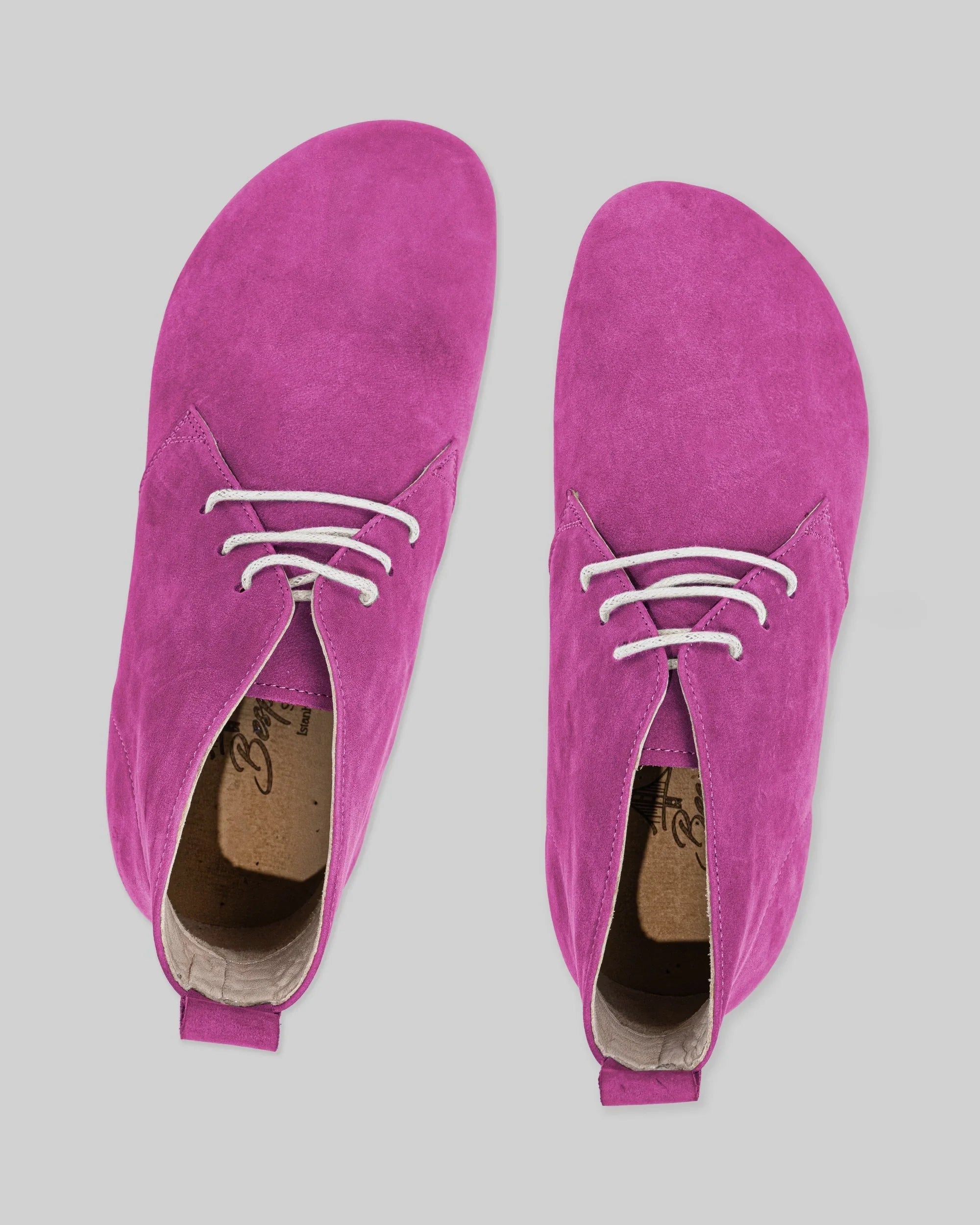 Side view Pink Nubuck Ankle Boots - Calf Leather Zero Drop | Bespoky