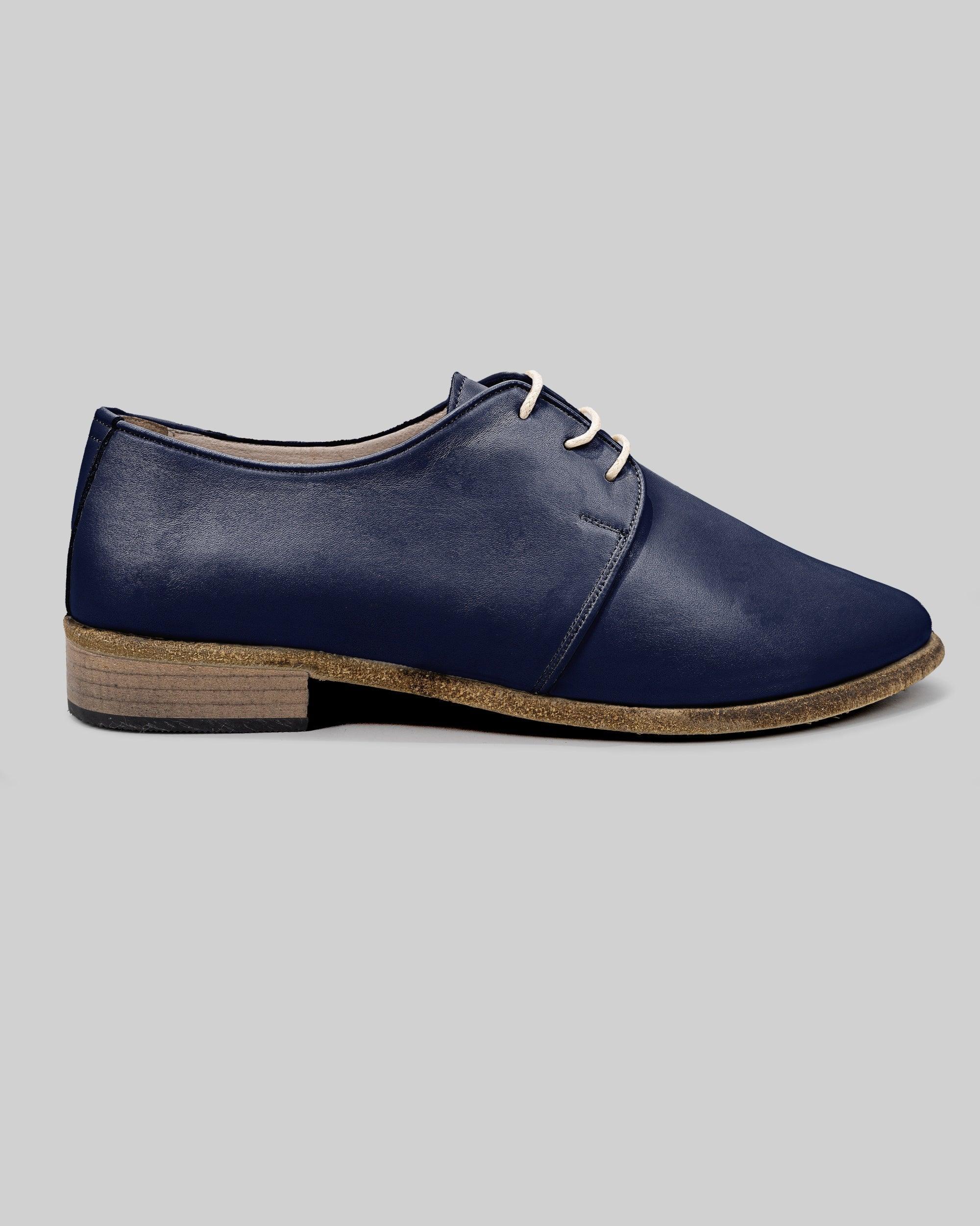 Side view Navy Blue Pointed Toe Oxford - Calf Leather Zero Drop | Bespoky