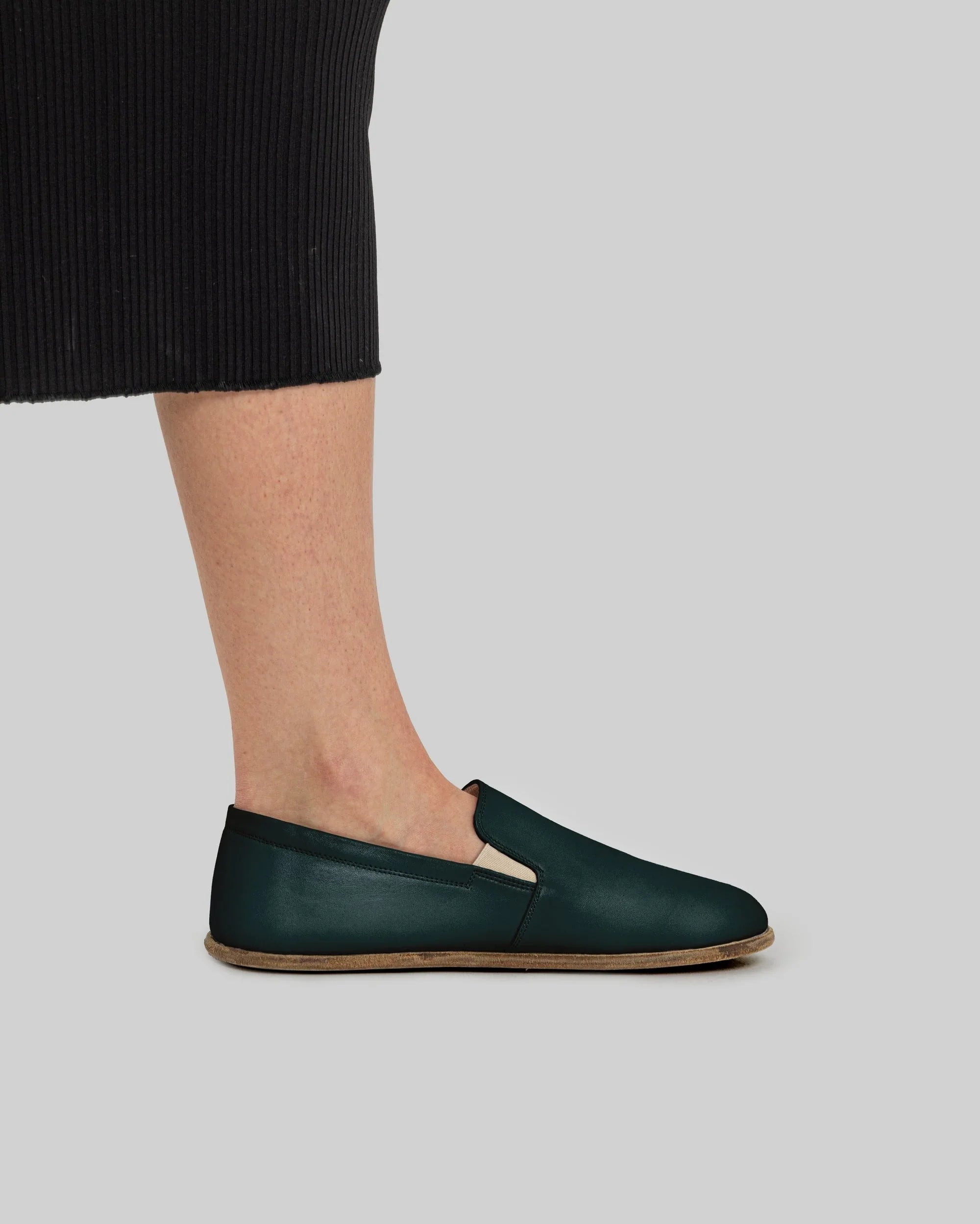 Pair Dark Green Barefoot Shoes - Barefoot Wide Toe Calf Leather | Bespoky