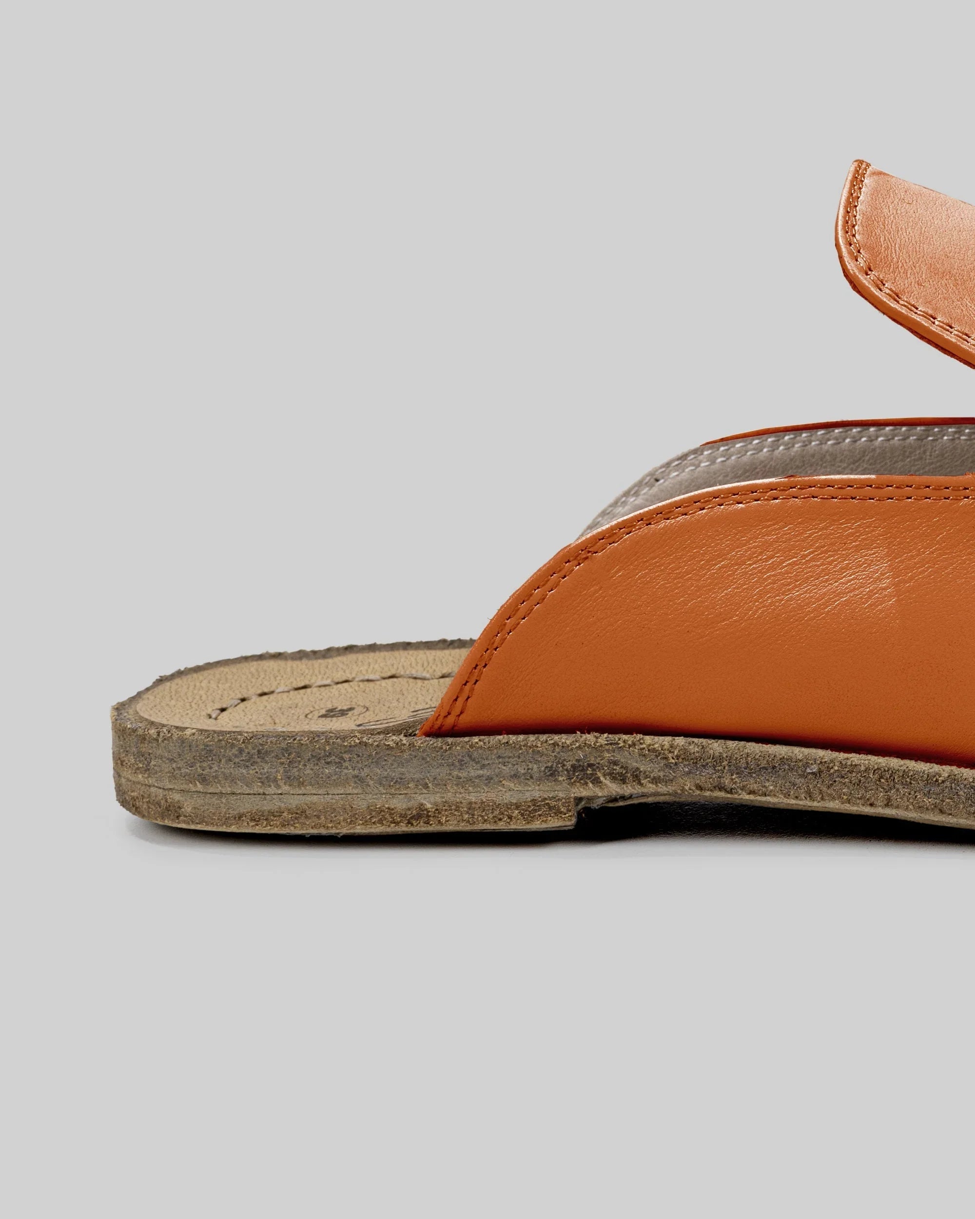 Top view Orange Pointed Toe Mules - Handcrafted Calf Leather | Bespoky