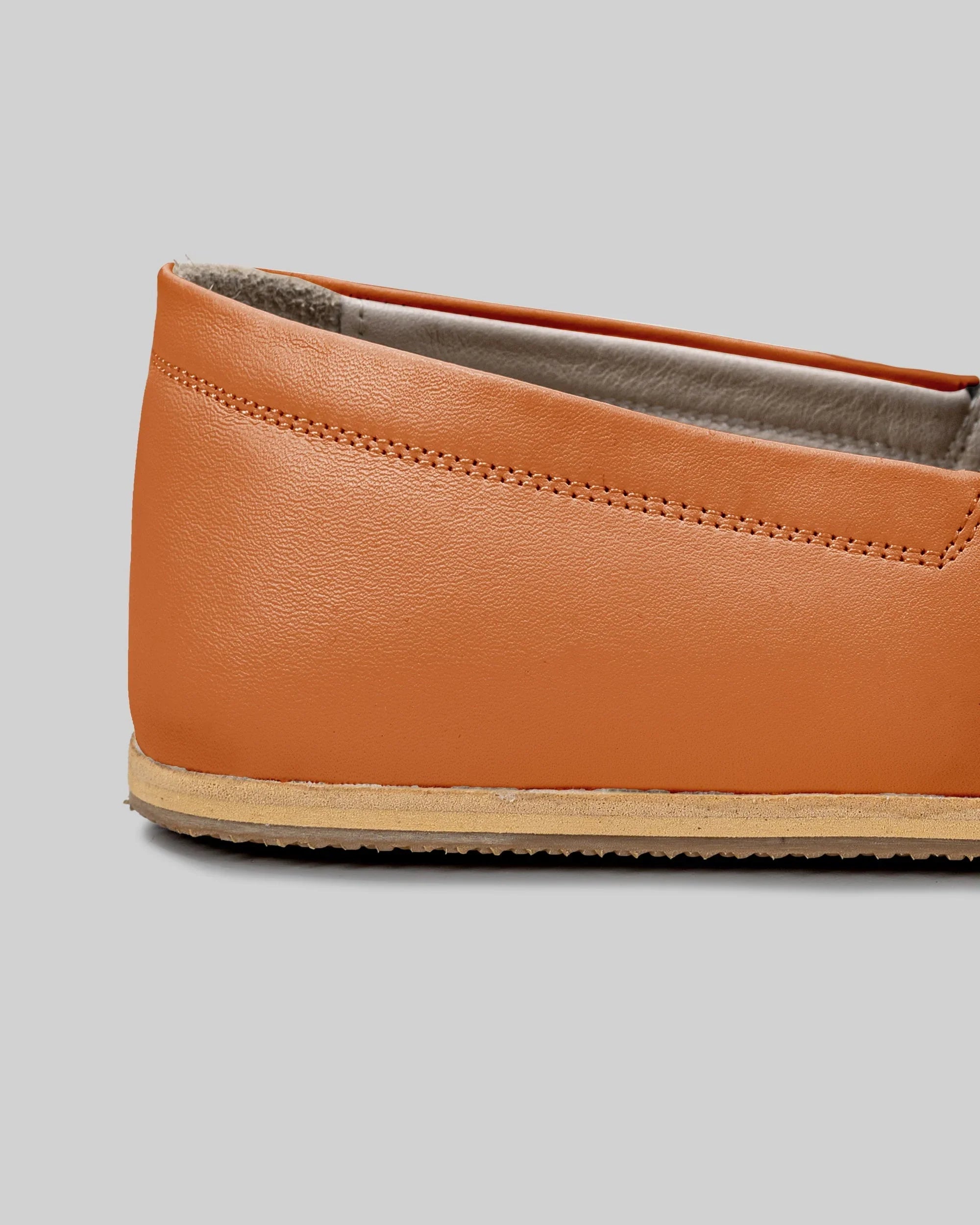 Top view Orange Barefoot Shoes - Handcrafted Calf Leather | Bespoky