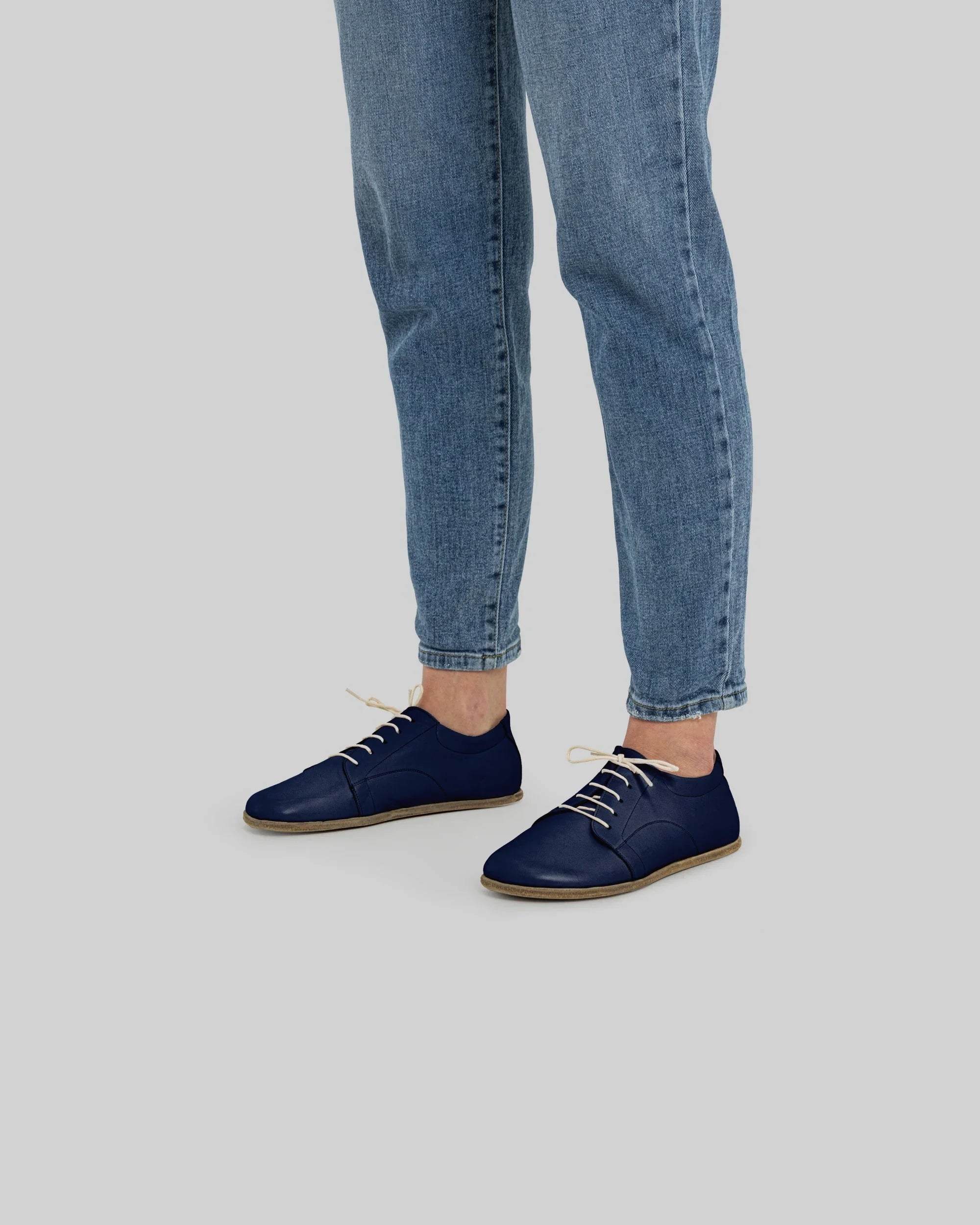 Detail Navy Blue Barefoot Sneaker - Handcrafted Calf Leather Turkey | Bespoky