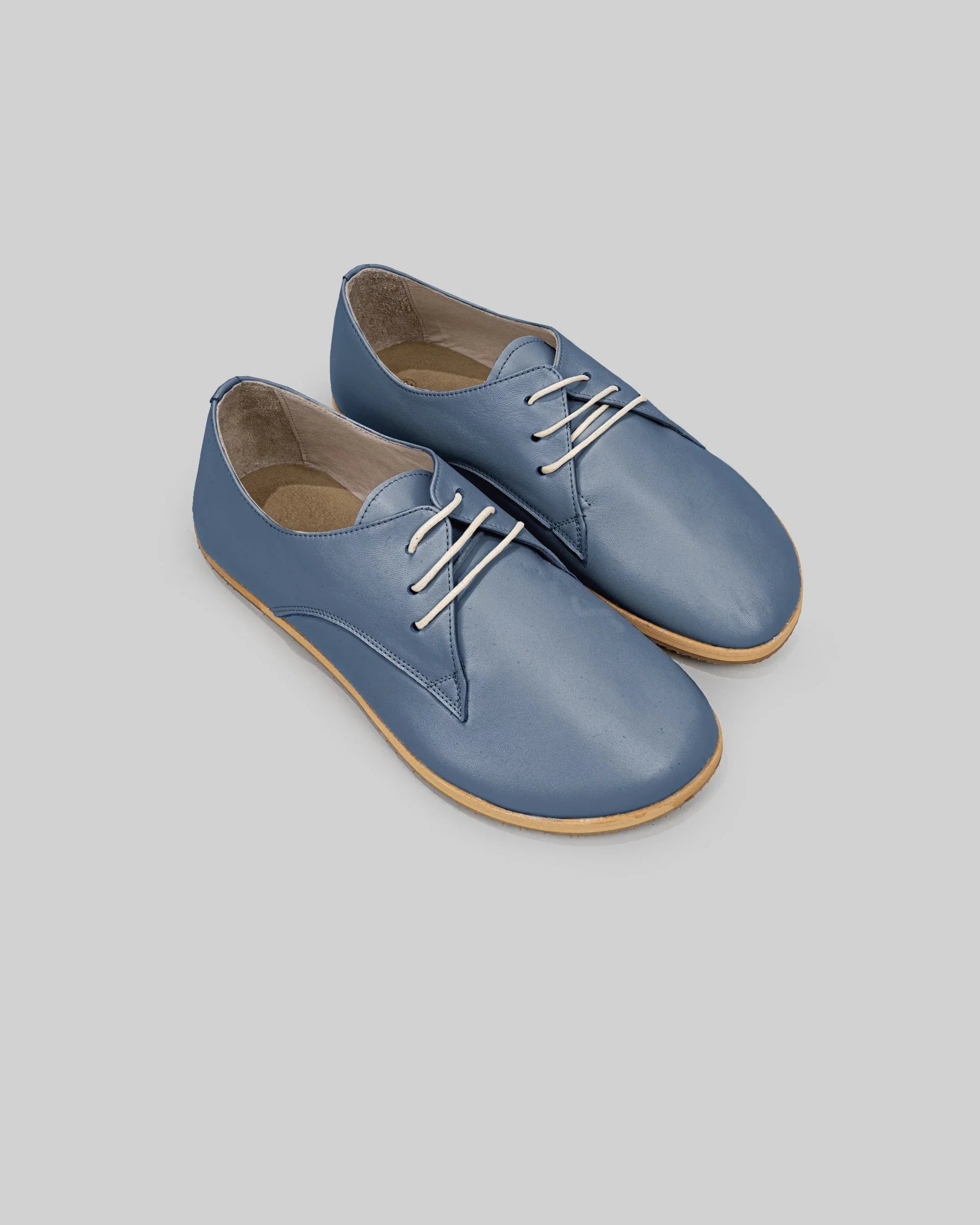 Women's Jean Blue Oxford Shoes - Handcrafted Calf Leather Wide Toe Box | Bespoky