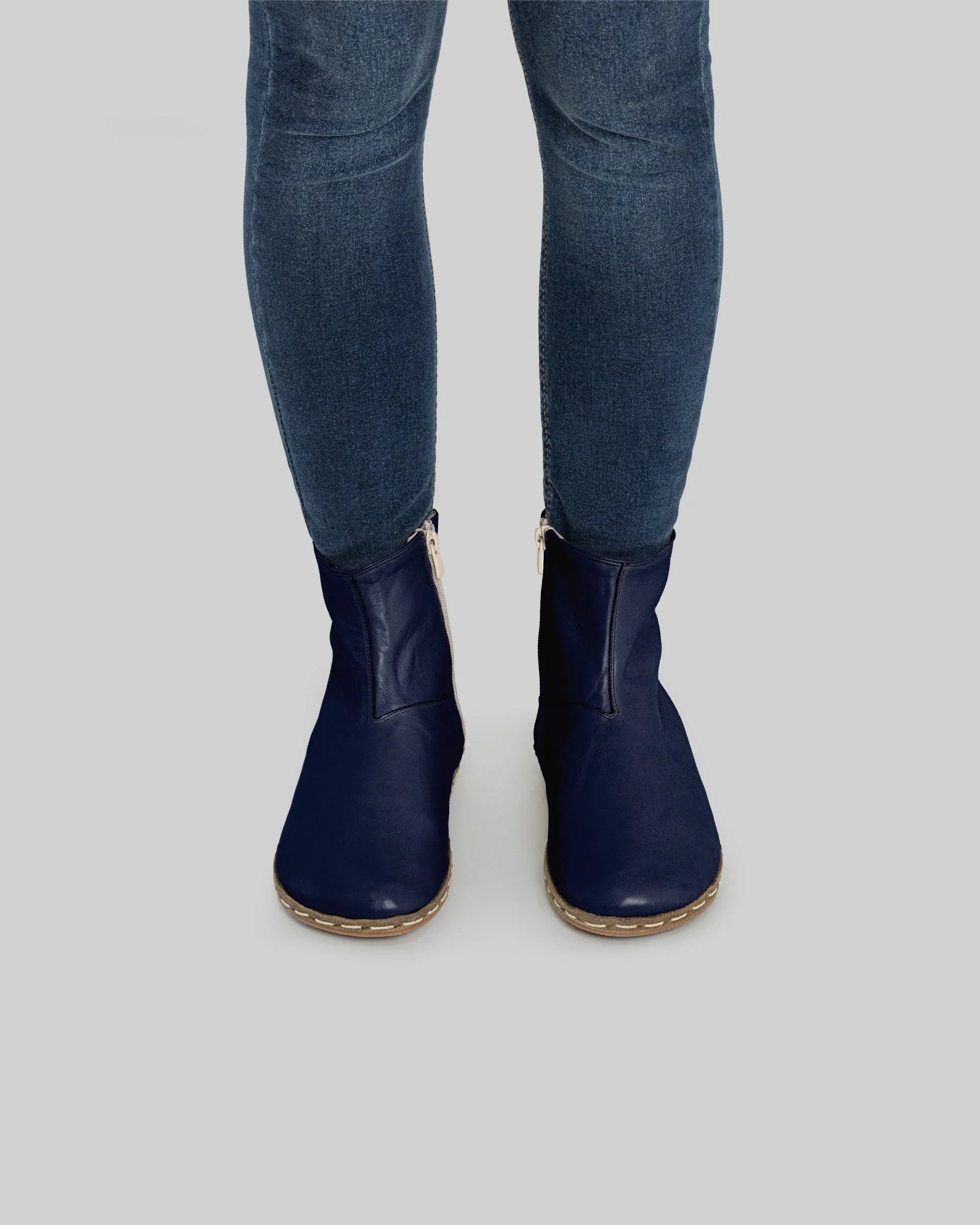 Detail Navy Blue Chelsea Boots - Handcrafted Calf Leather Turkey | Bespoky