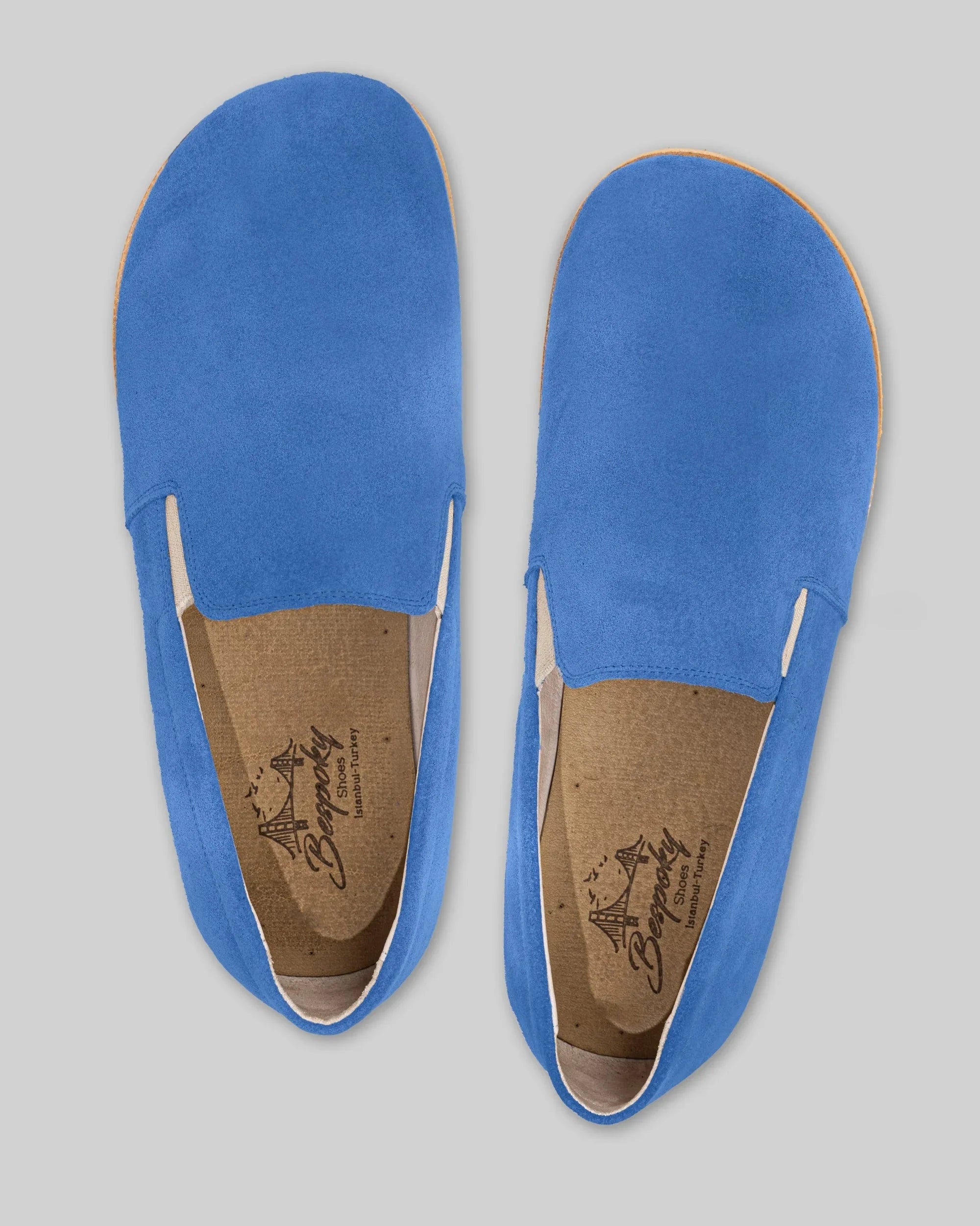 Side view Blue Suede Barefoot Shoes - Calf Leather Zero Drop | Bespoky