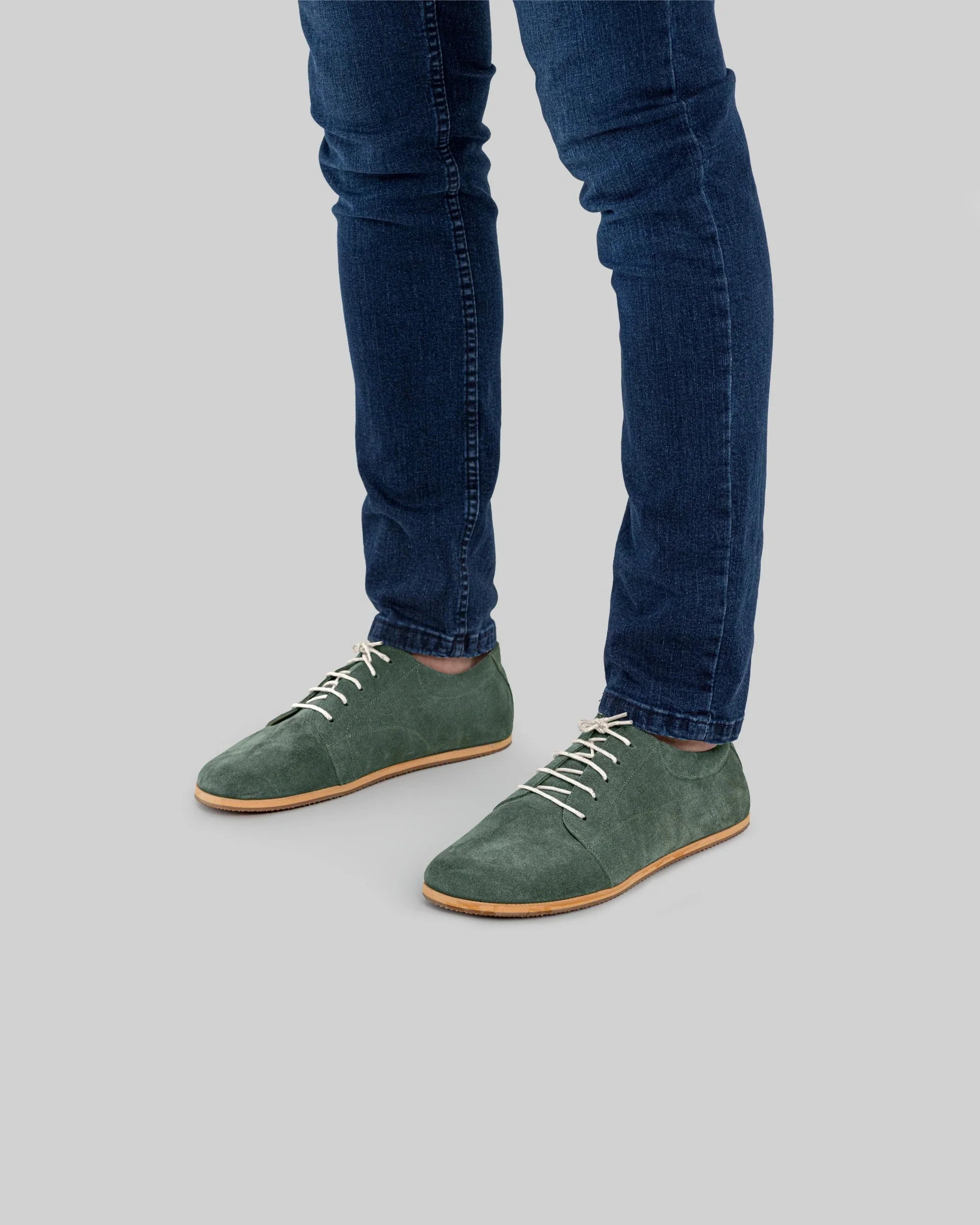 Top view Green Suede Barefoot Sneaker - Handcrafted Calf Leather | Bespoky