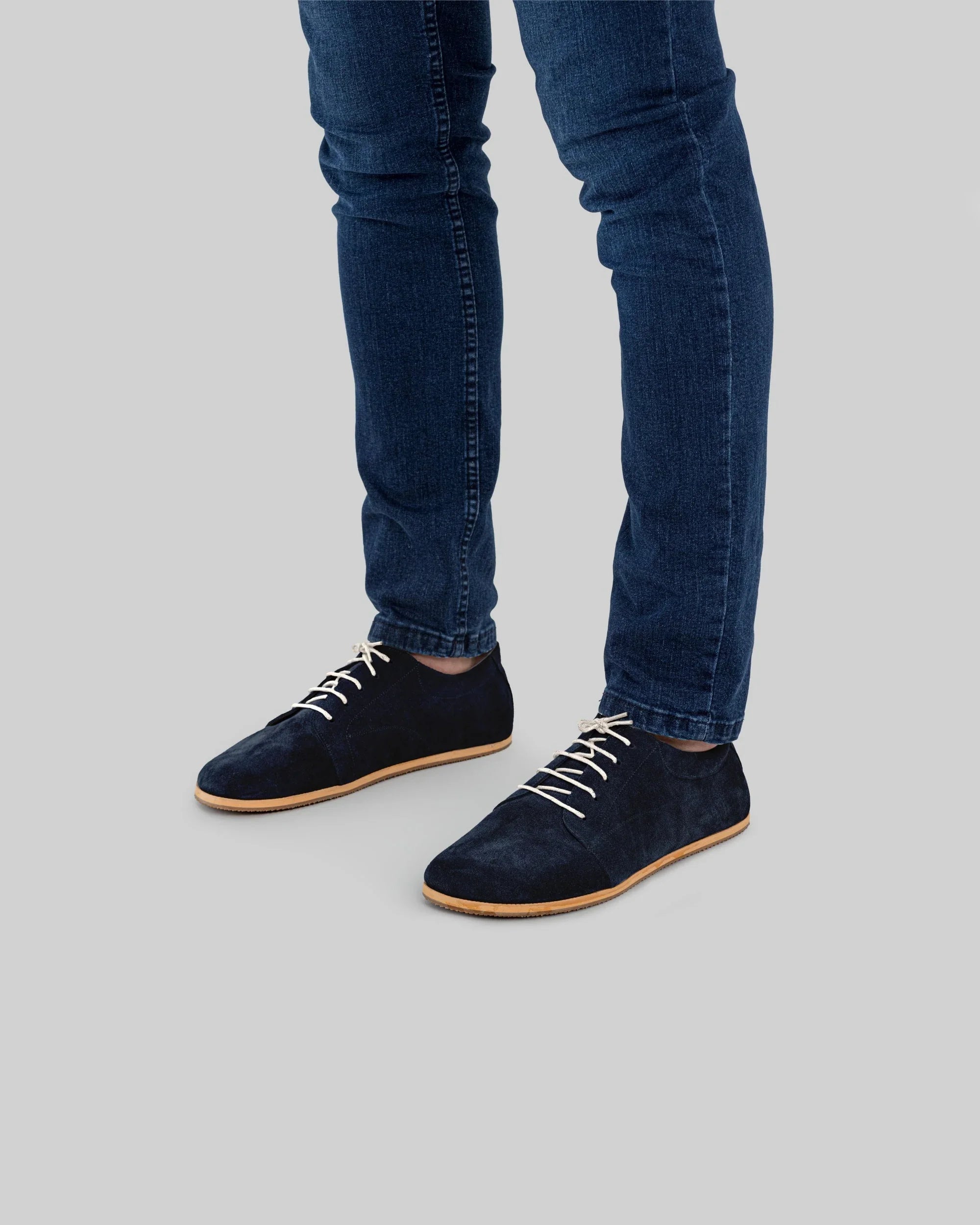 Top view Navy Suede Barefoot Sneaker - Handcrafted Calf Leather | Bespoky