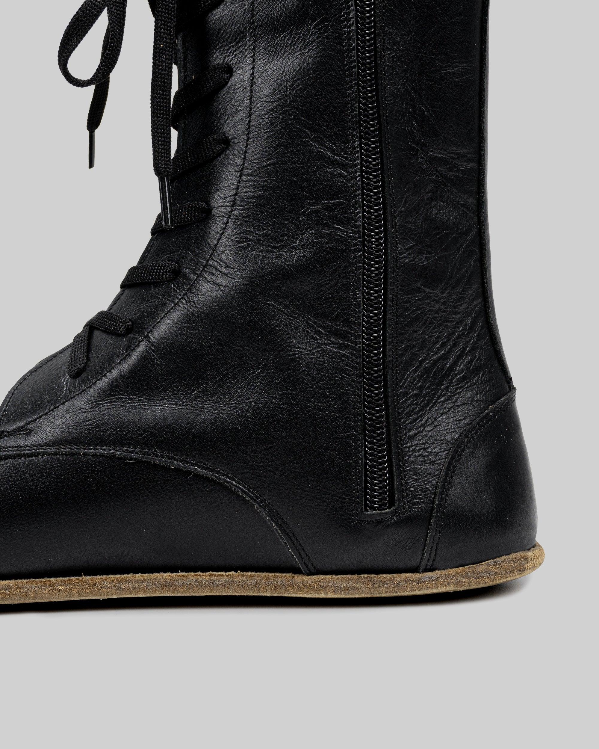 Side view Black Barefoot Boot - Calf Leather Zero Drop | Bespoky