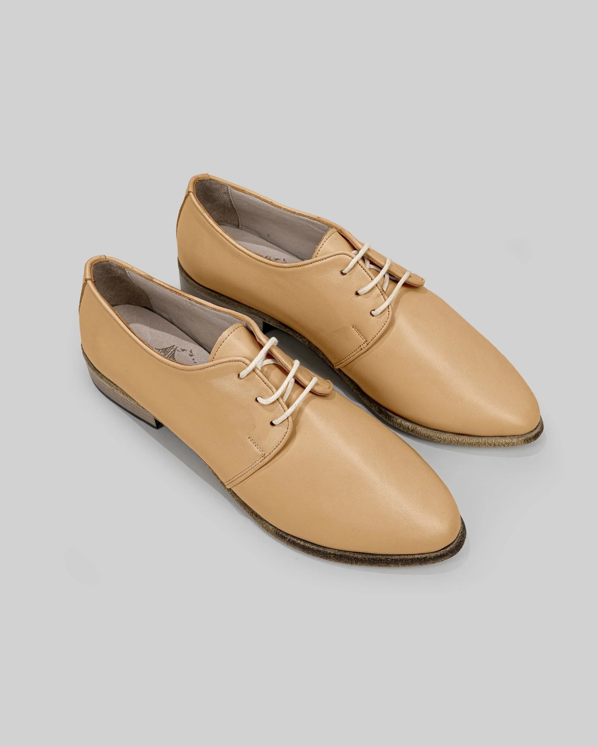 Women's Melon Yellow Pointed Toe Oxford - Handcrafted Calf Leather Wide Toe Box | Bespoky