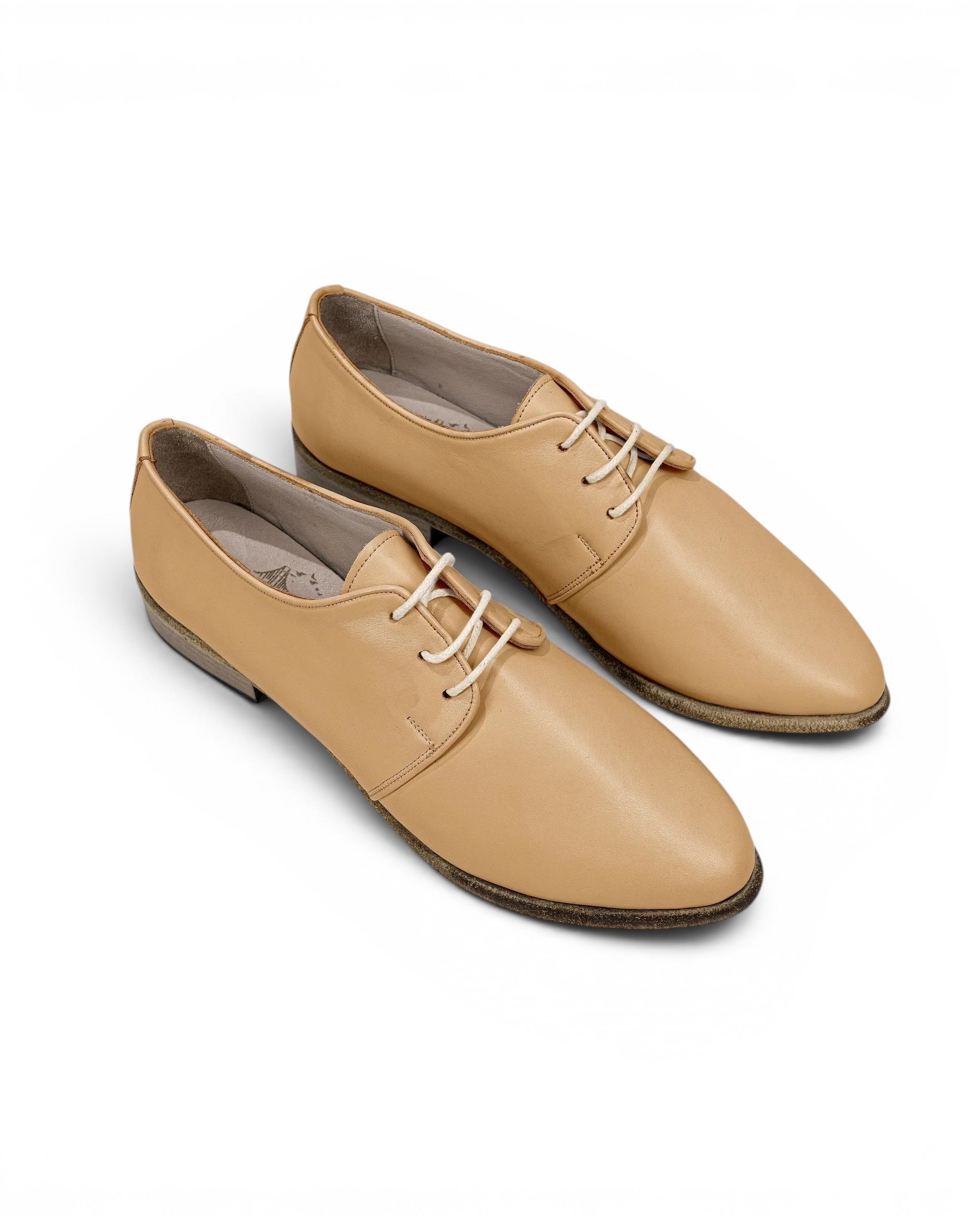 Women's Melon Yellow Pointed Toe Oxford - Handcrafted Calf Leather Wide Toe Box | Bespoky