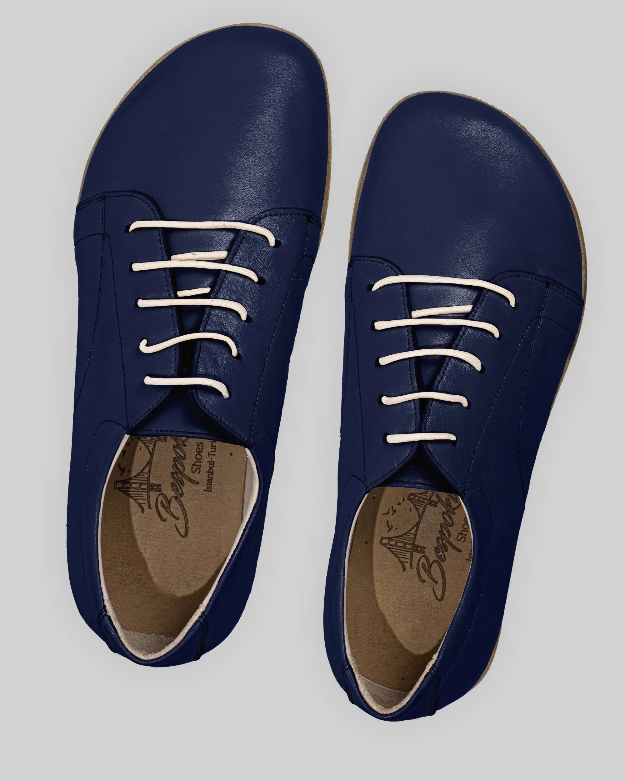 Side view Navy Blue Barefoot Sneaker - Calf Leather Zero Drop | Bespoky