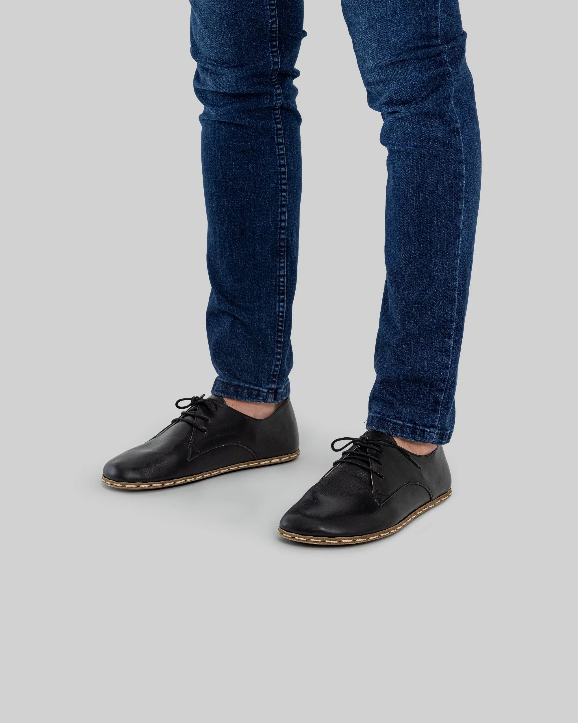 Pair Black Oxford Shoes - Barefoot Wide Toe Calf Leather | Bespoky