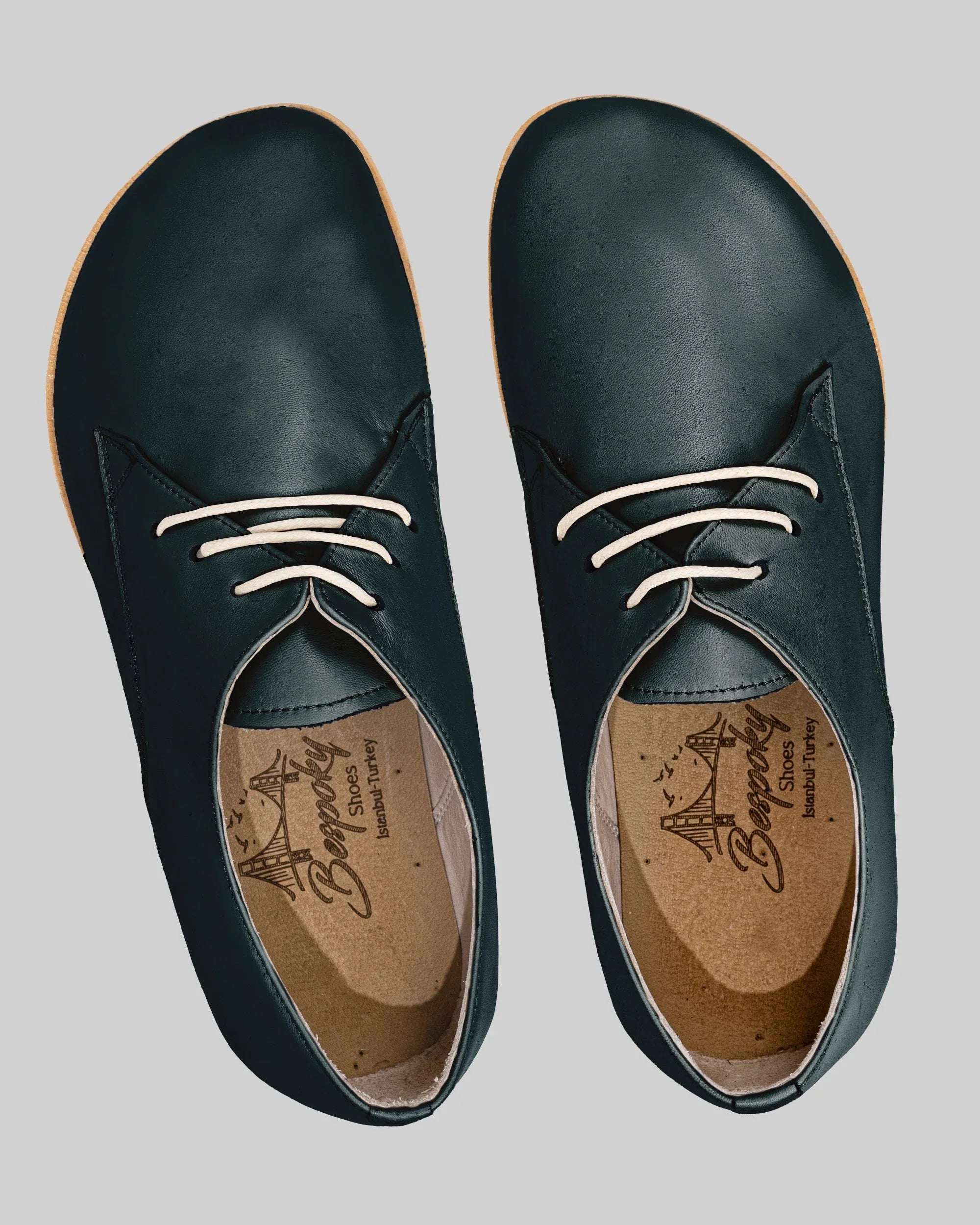 Side view Dark Green Oxford Shoes - Calf Leather Zero Drop | Bespoky