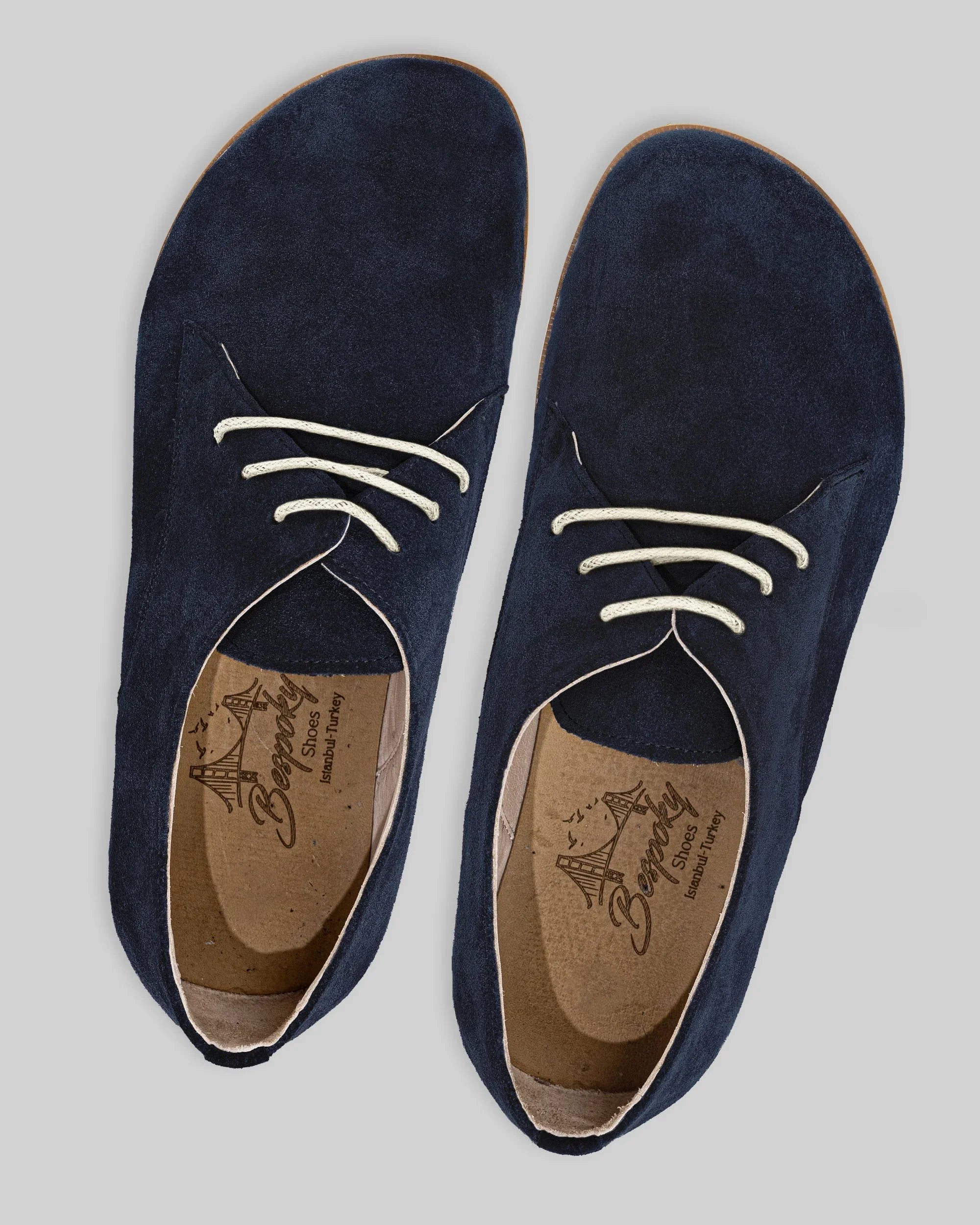 Vue latérale Chaussures Oxford bleu marine - Cuir de veau, zéro drop | Bespoky