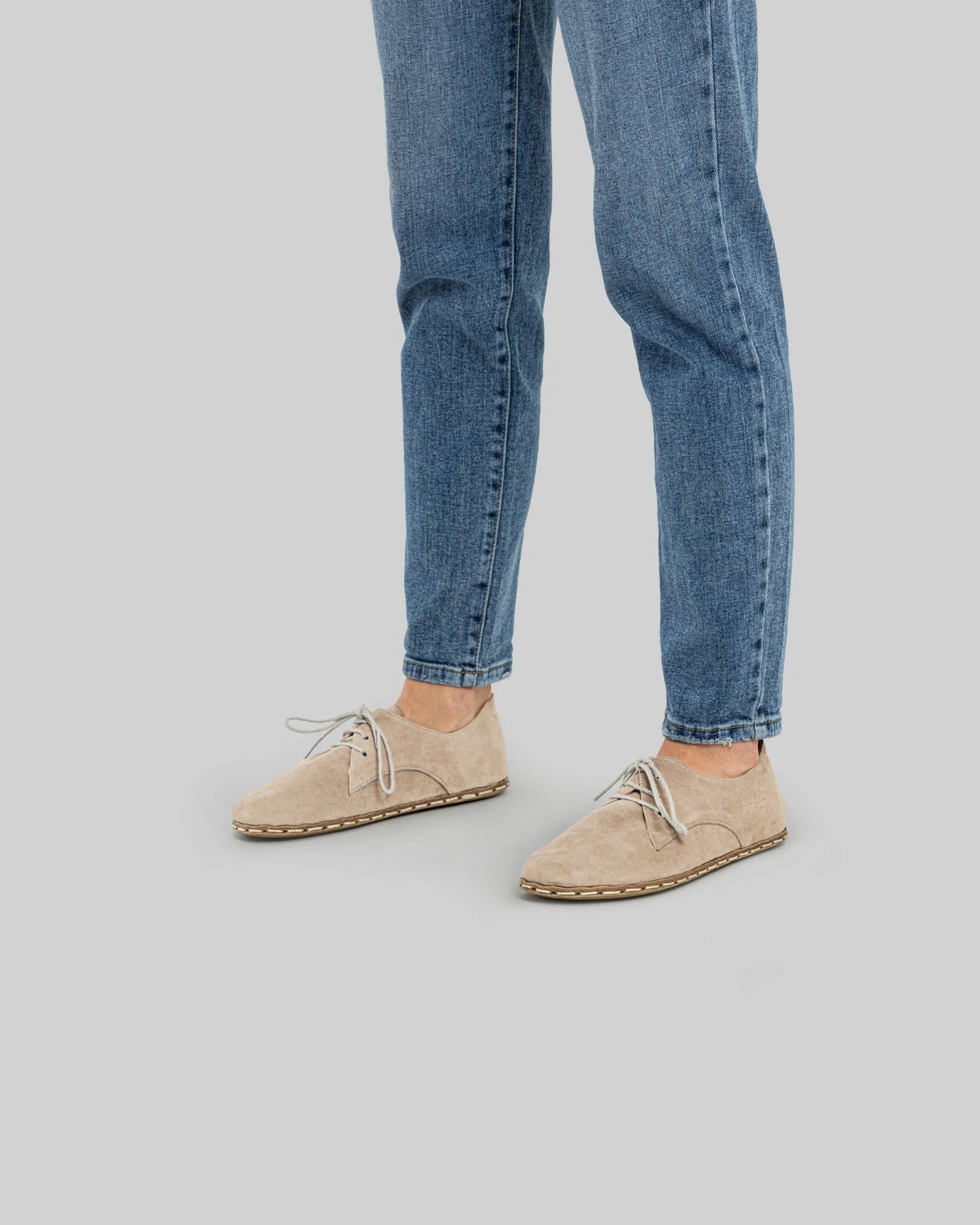 Top view Beige Nubuck Oxford Shoes - Handcrafted Calf Leather | Bespoky