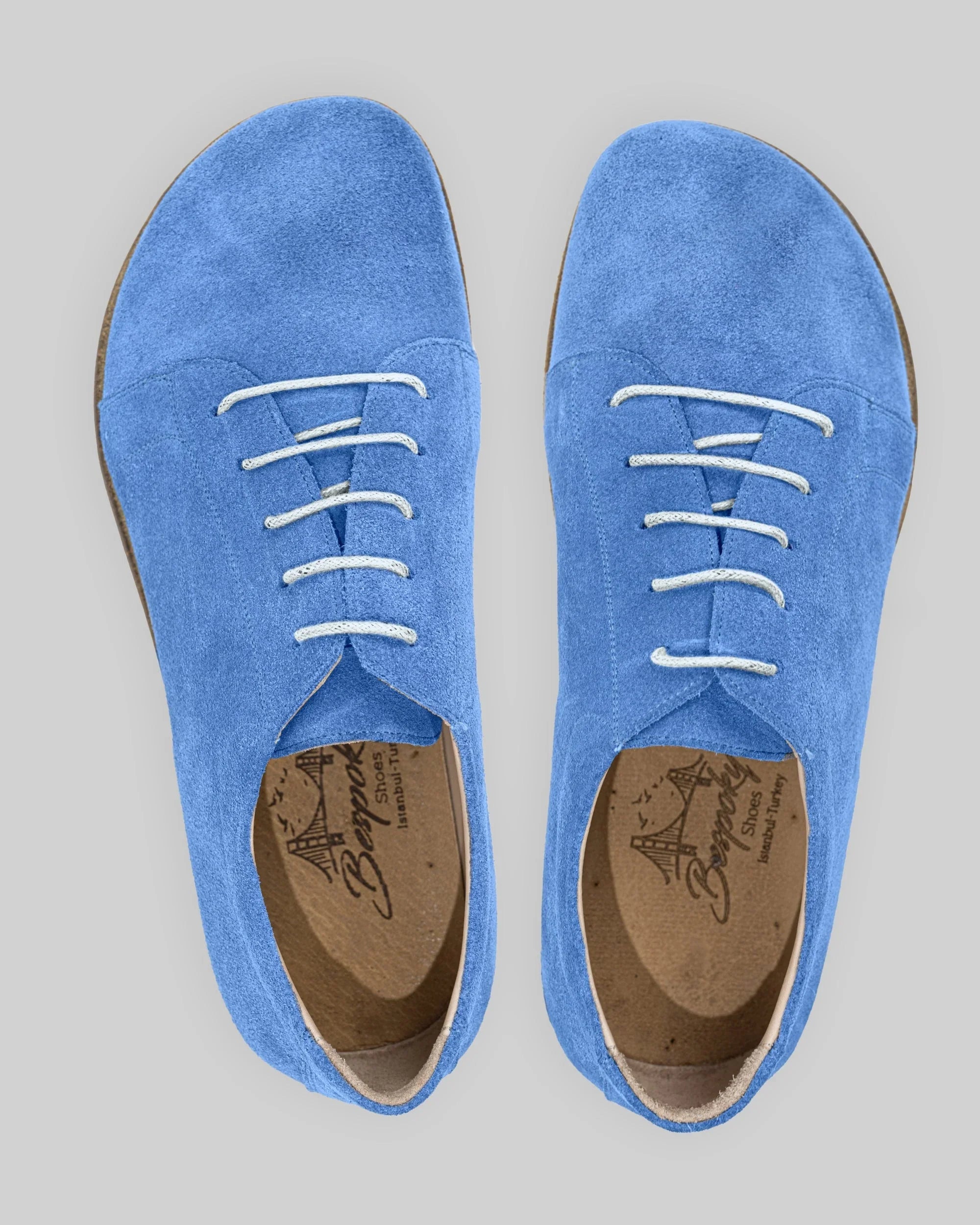 Side view Blue Suede Barefoot Sneaker - Calf Leather Zero Drop | Bespoky