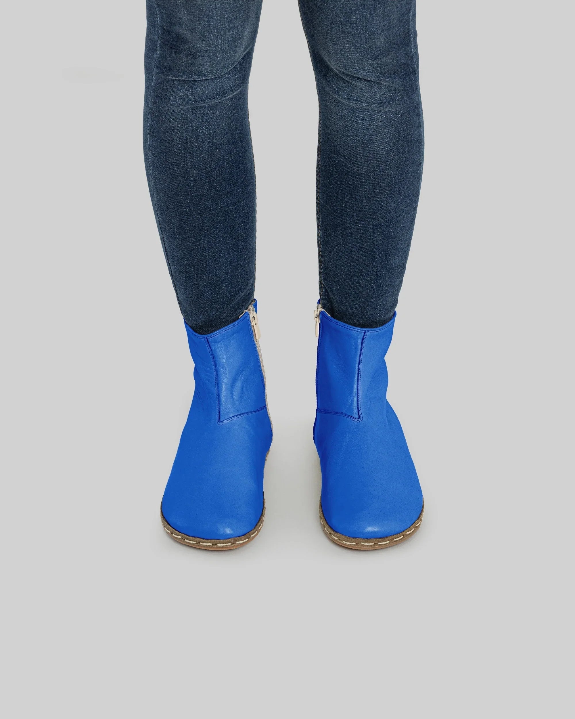 Detail Blue Chelsea Boots - Handcrafted Calf Leather Turkey | Bespoky