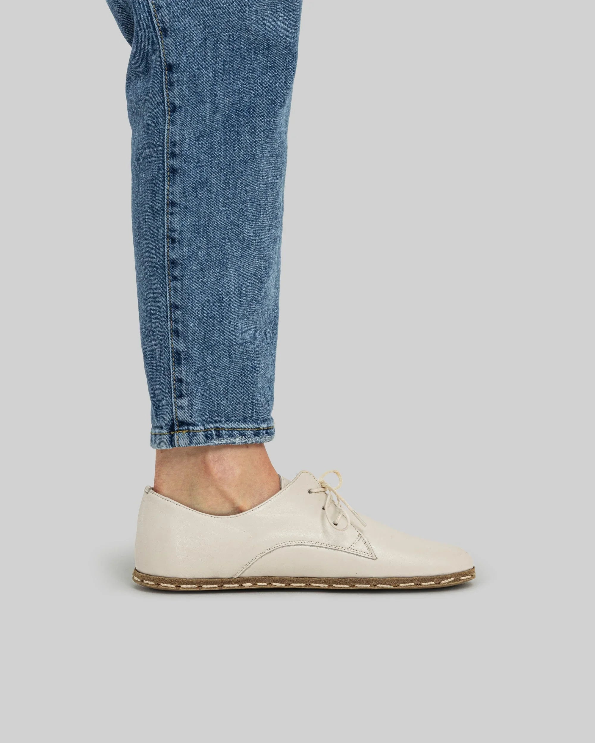 Pair Cream Oxford Shoes - Barefoot Wide Toe Calf Leather | Bespoky