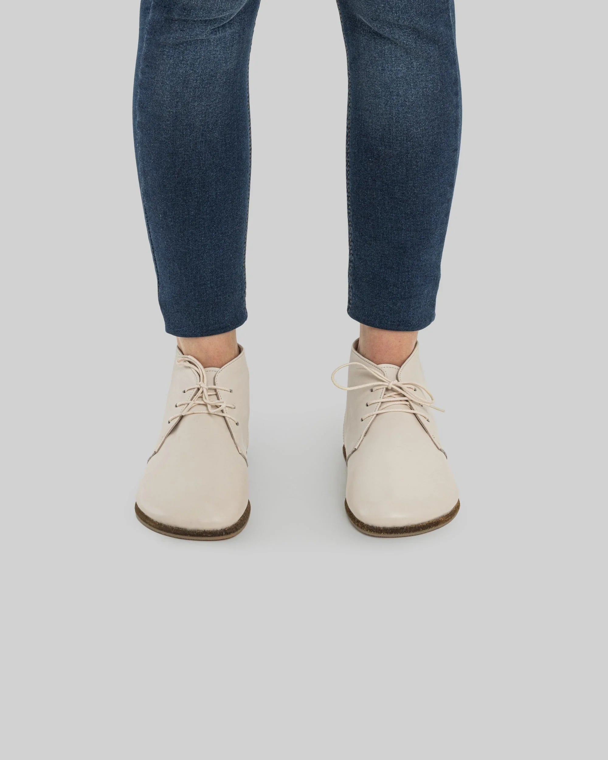 Detail Cream Ankle Boots - Handcrafted Calf Leather Turkey | Bespoky