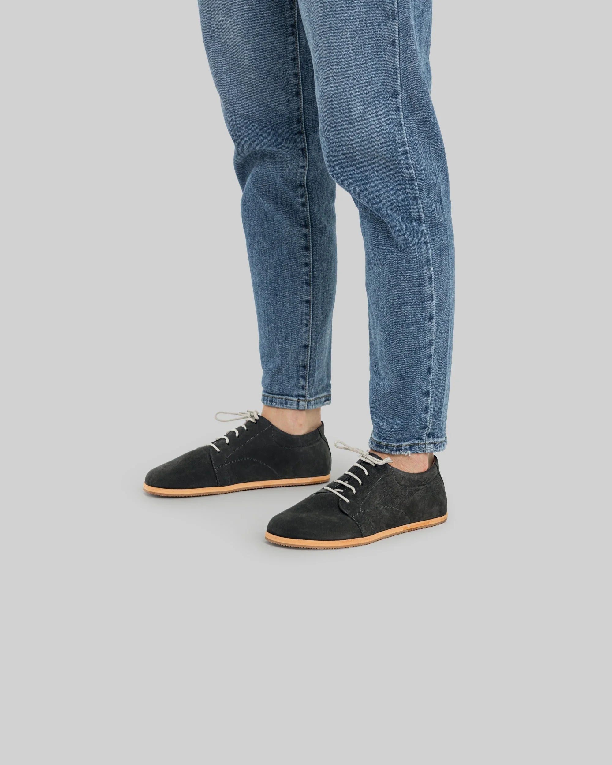 Pair Smoked Barefoot Sneaker - Barefoot Wide Toe Calf Leather | Bespoky